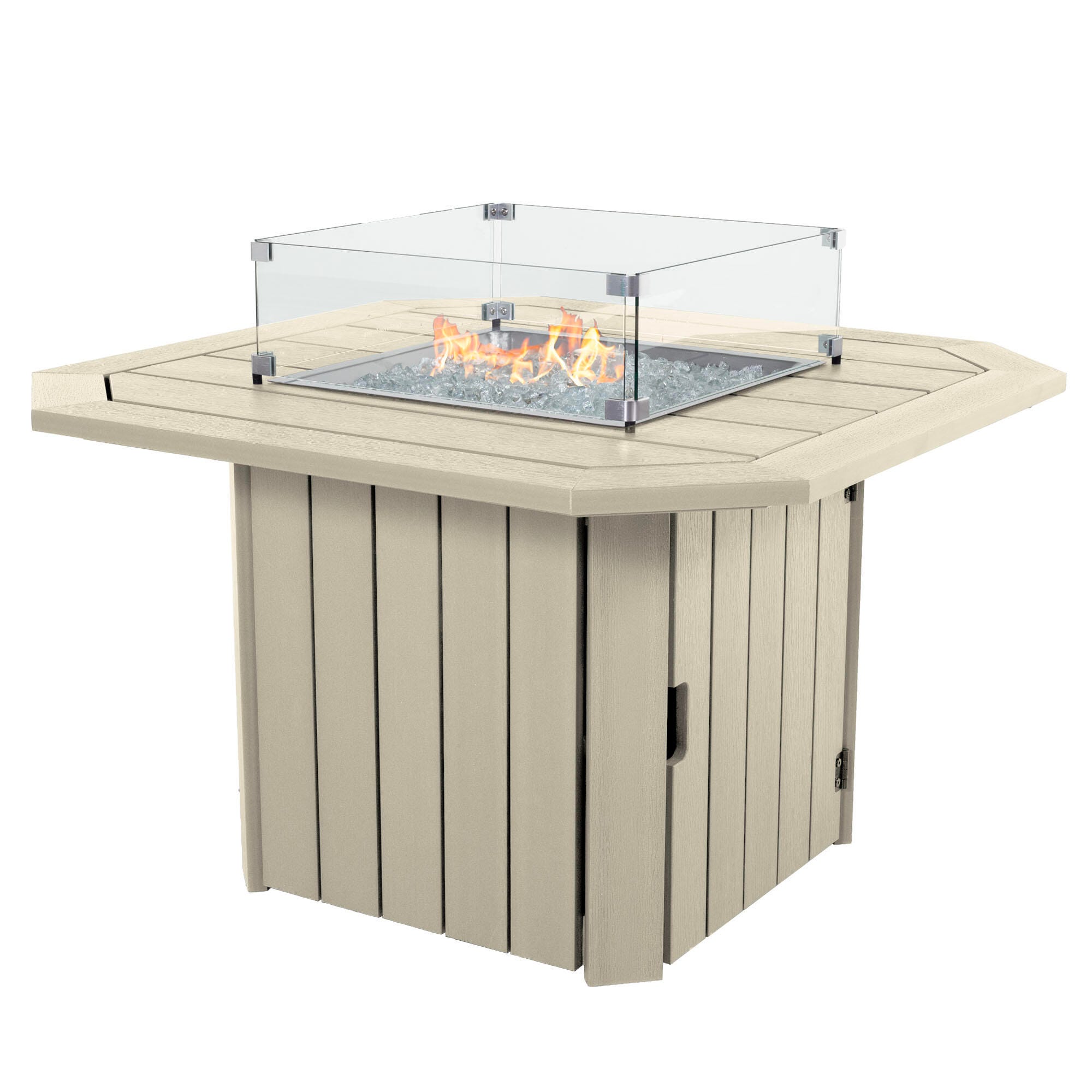 Highwood Oasis Outdoor Fire Pit Table, Whitewash, large