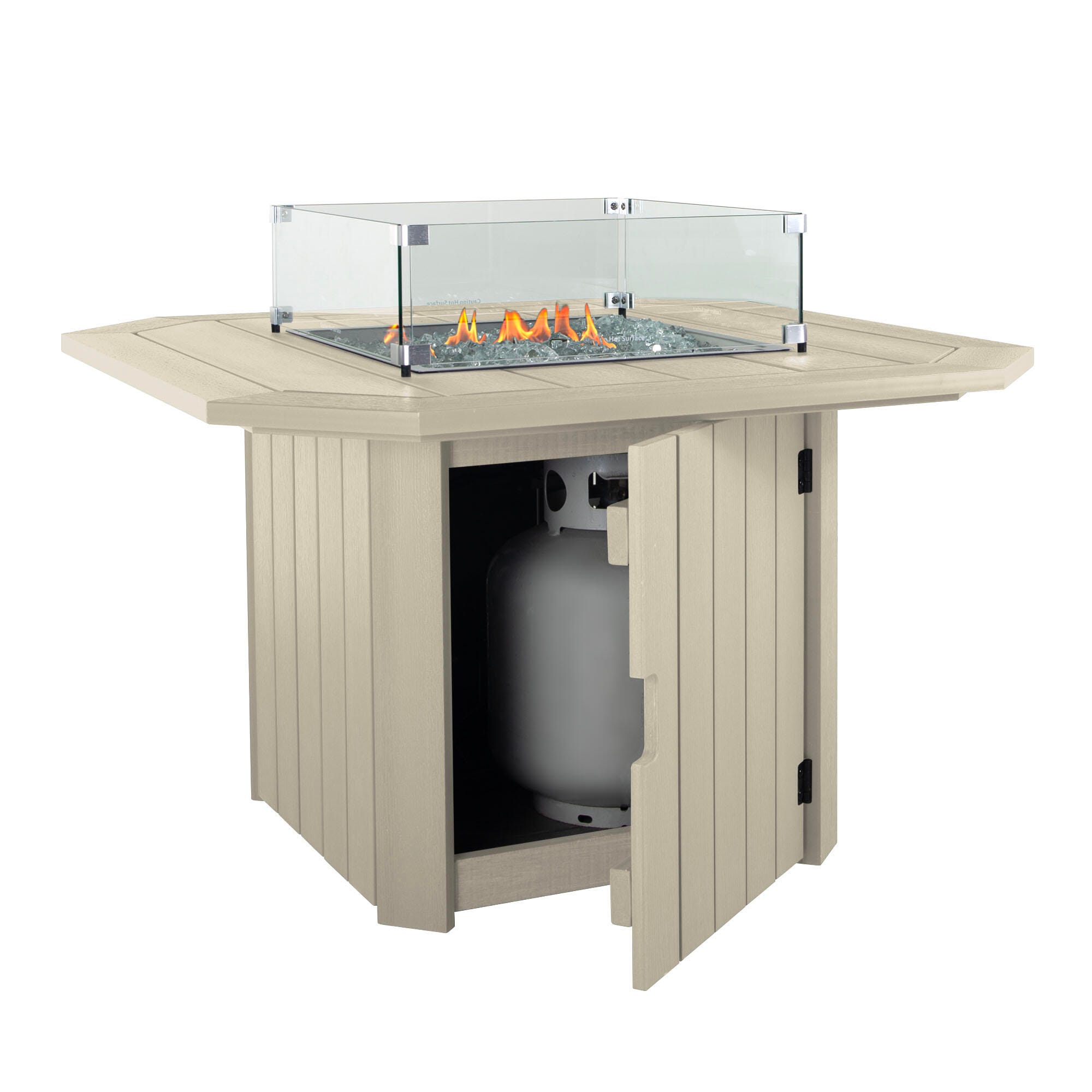 Highwood Oasis Outdoor Fire Pit Table, Whitewash, large
