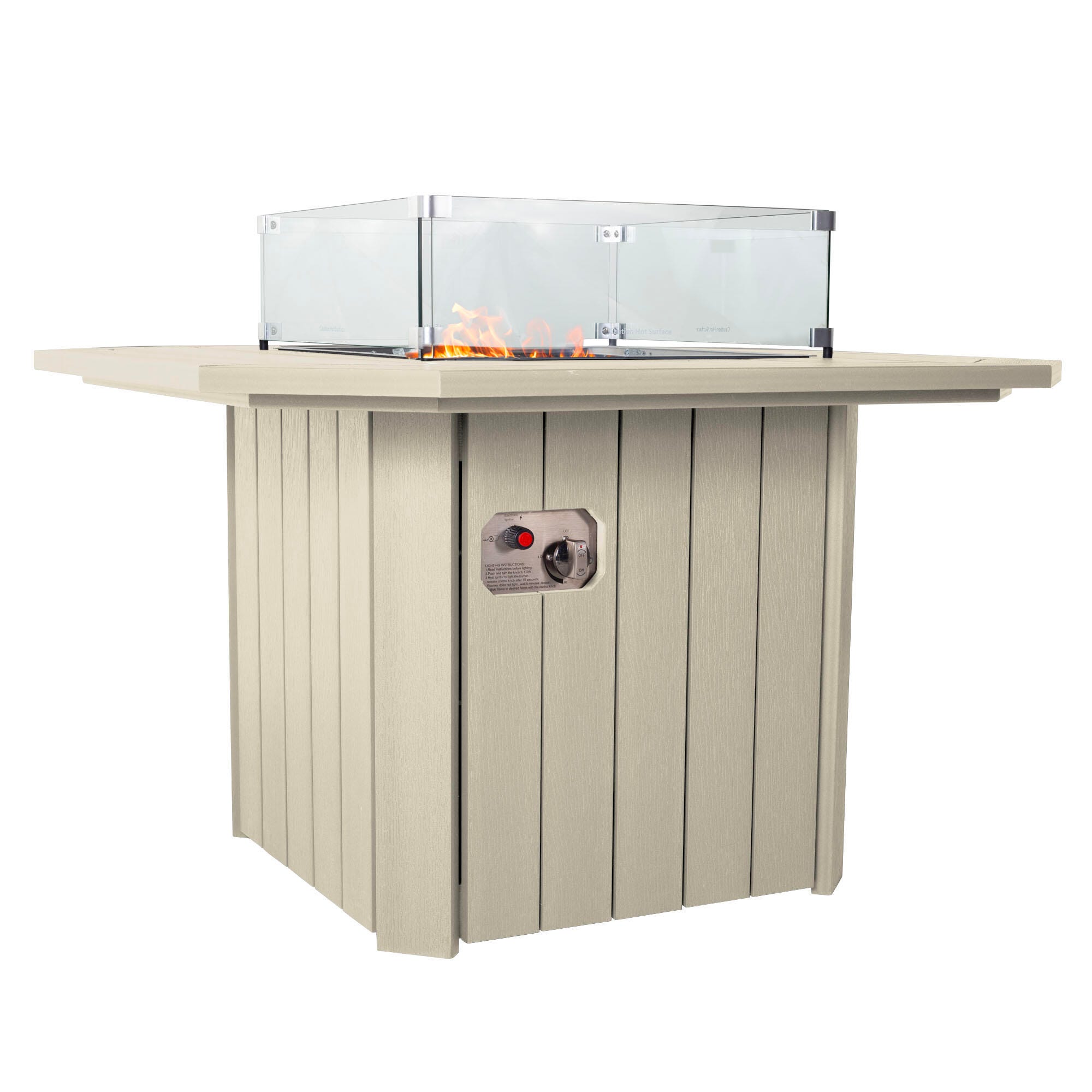 Highwood Oasis Outdoor Fire Pit Table, Whitewash, large