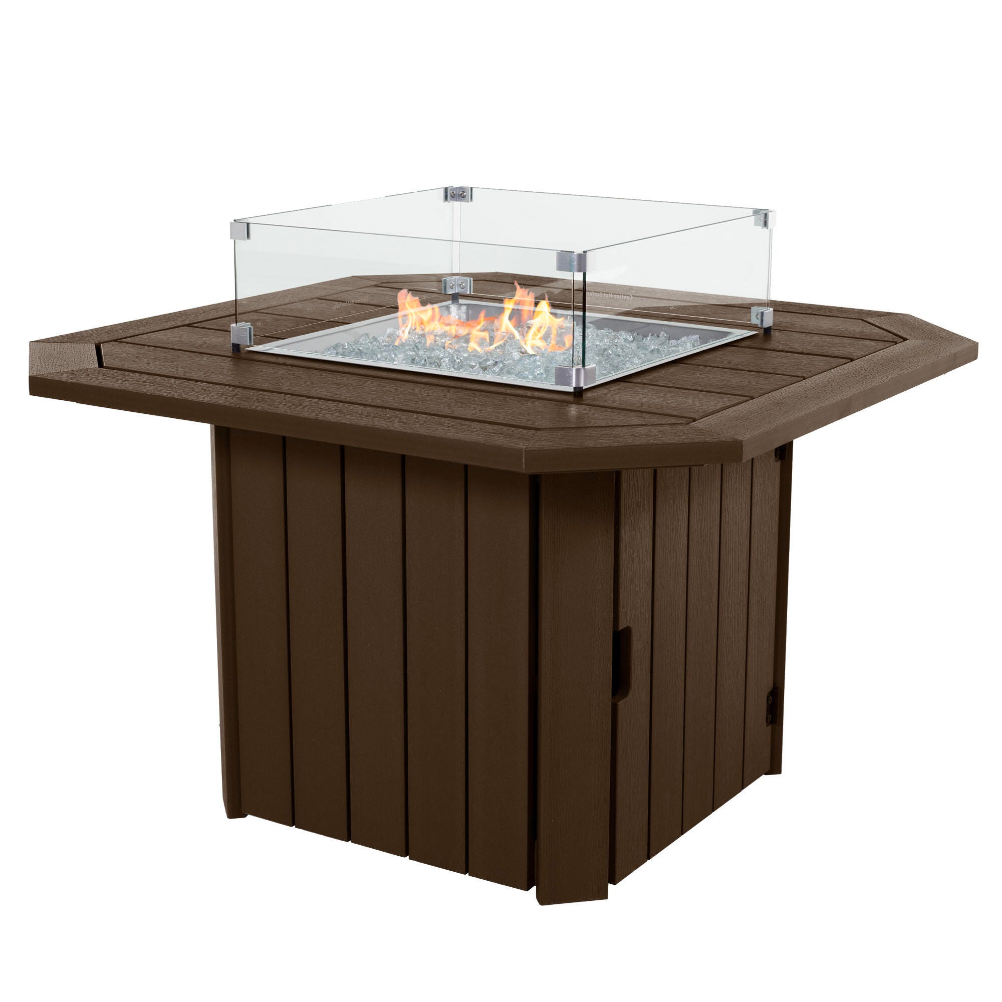 Highwood Oasis Outdoor Fire Pit Table, Weathered Acorn, large