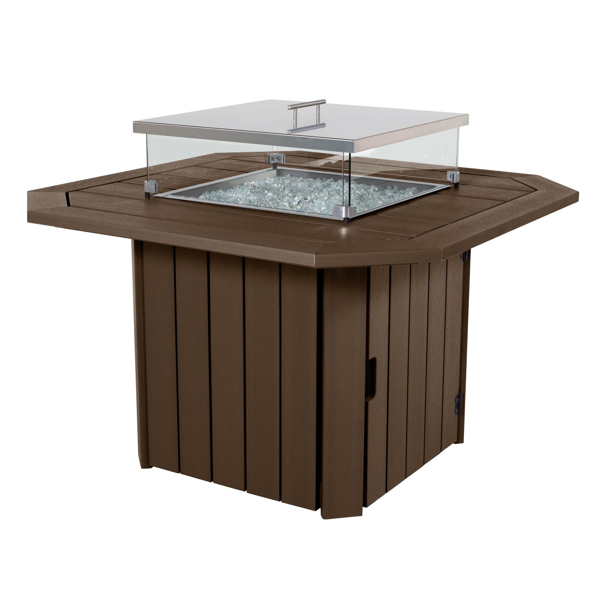 Highwood Oasis Outdoor Fire Pit Table, Weathered Acorn, large