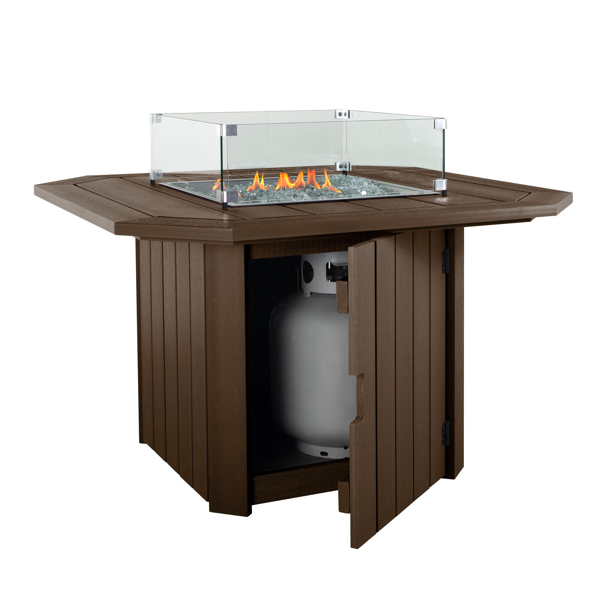Highwood Oasis Outdoor Fire Pit Table, Weathered Acorn, large