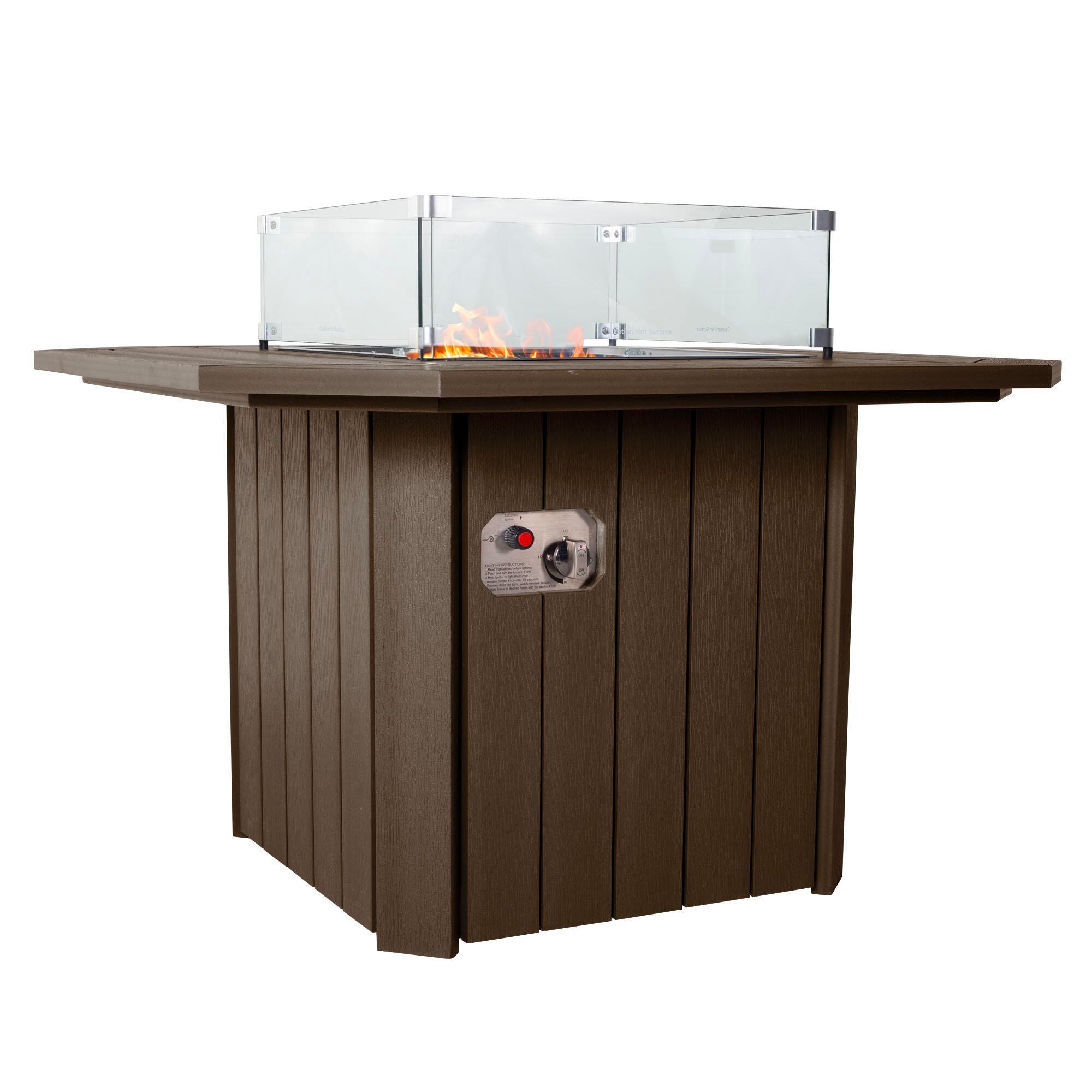 Highwood Oasis Outdoor Fire Pit Table, Weathered Acorn, large