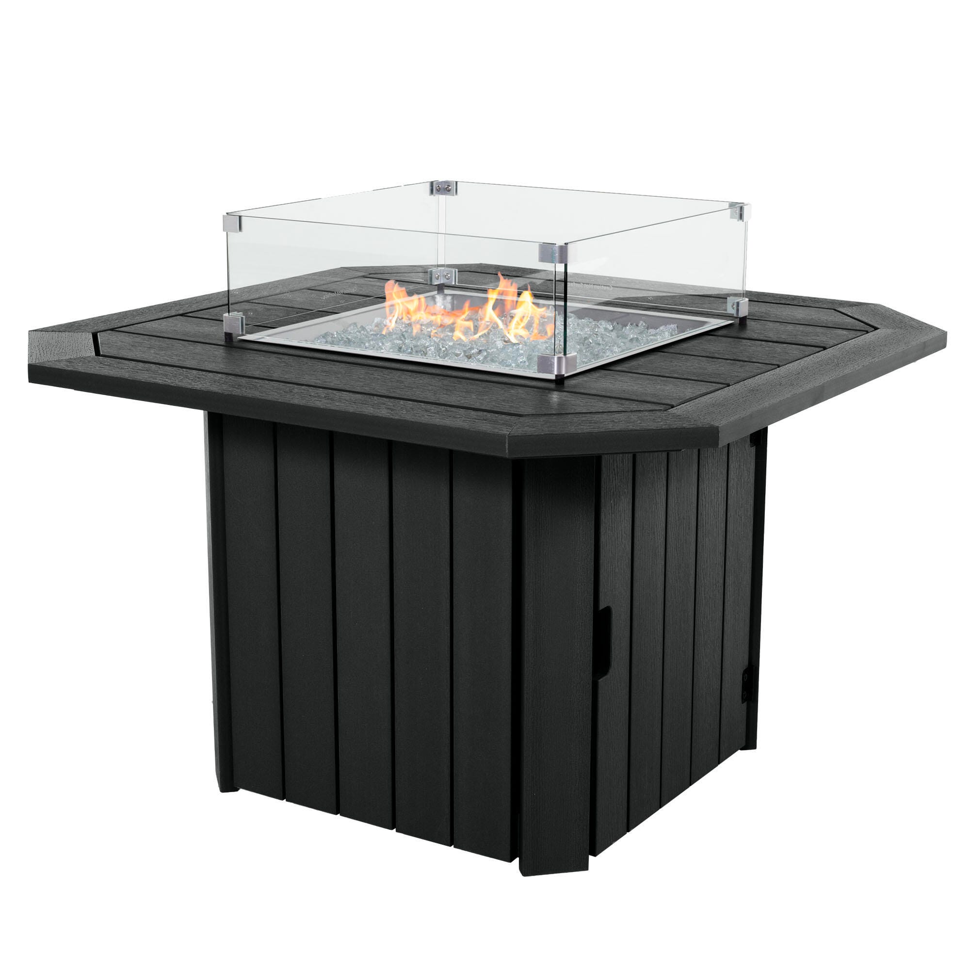 Highwood Oasis Outdoor Fire Pit Table, Black, large