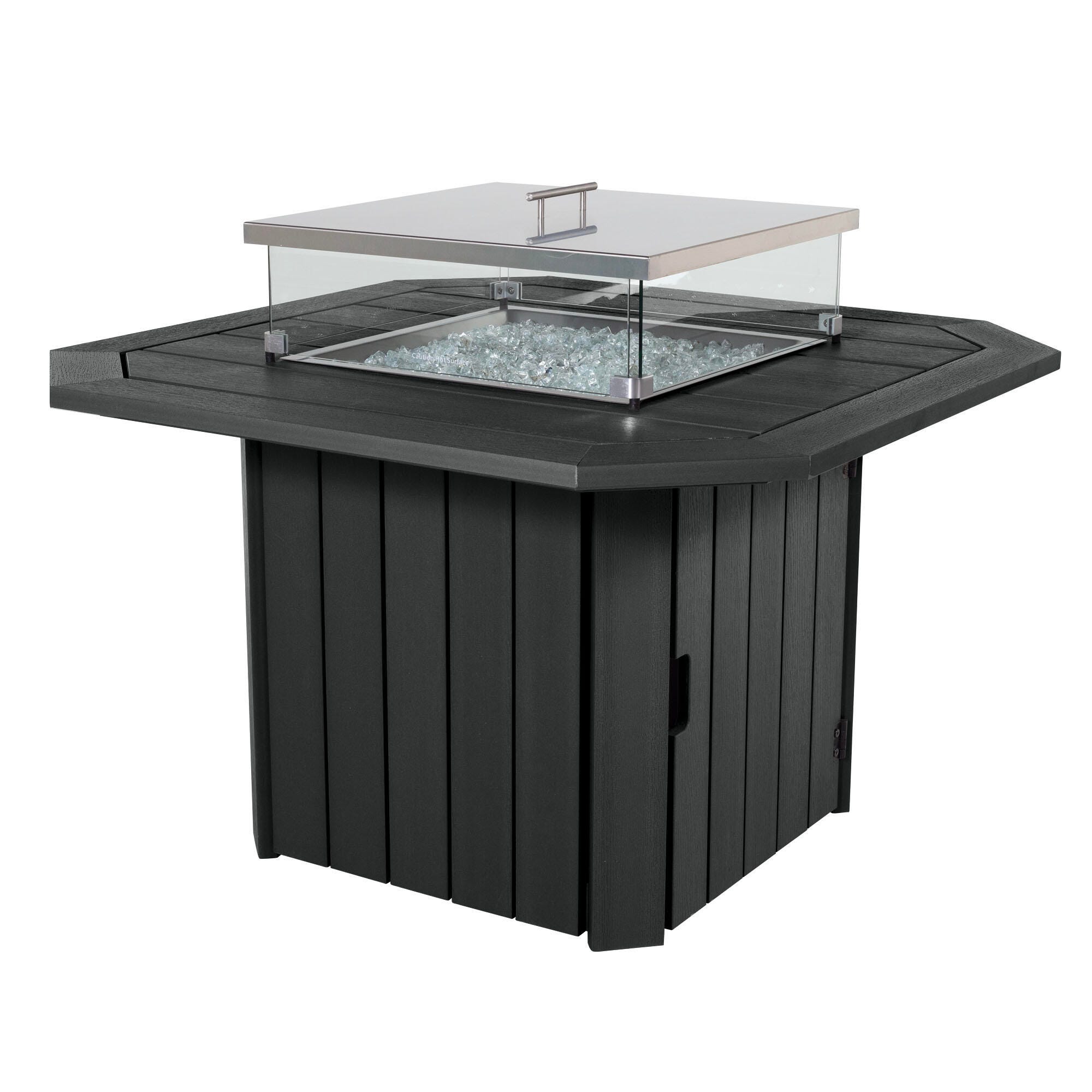 Highwood Oasis Outdoor Fire Pit Table, Black, large