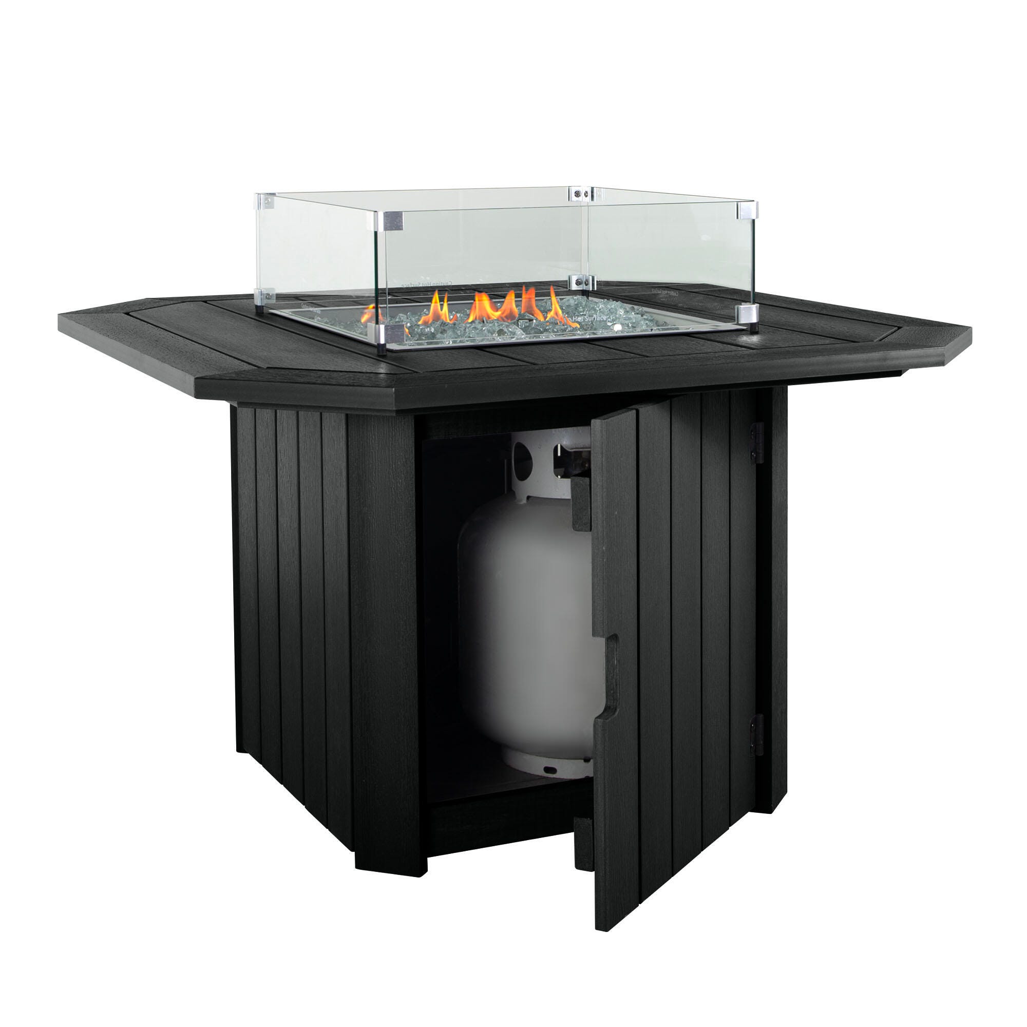 Highwood Oasis Outdoor Fire Pit Table, Black, large