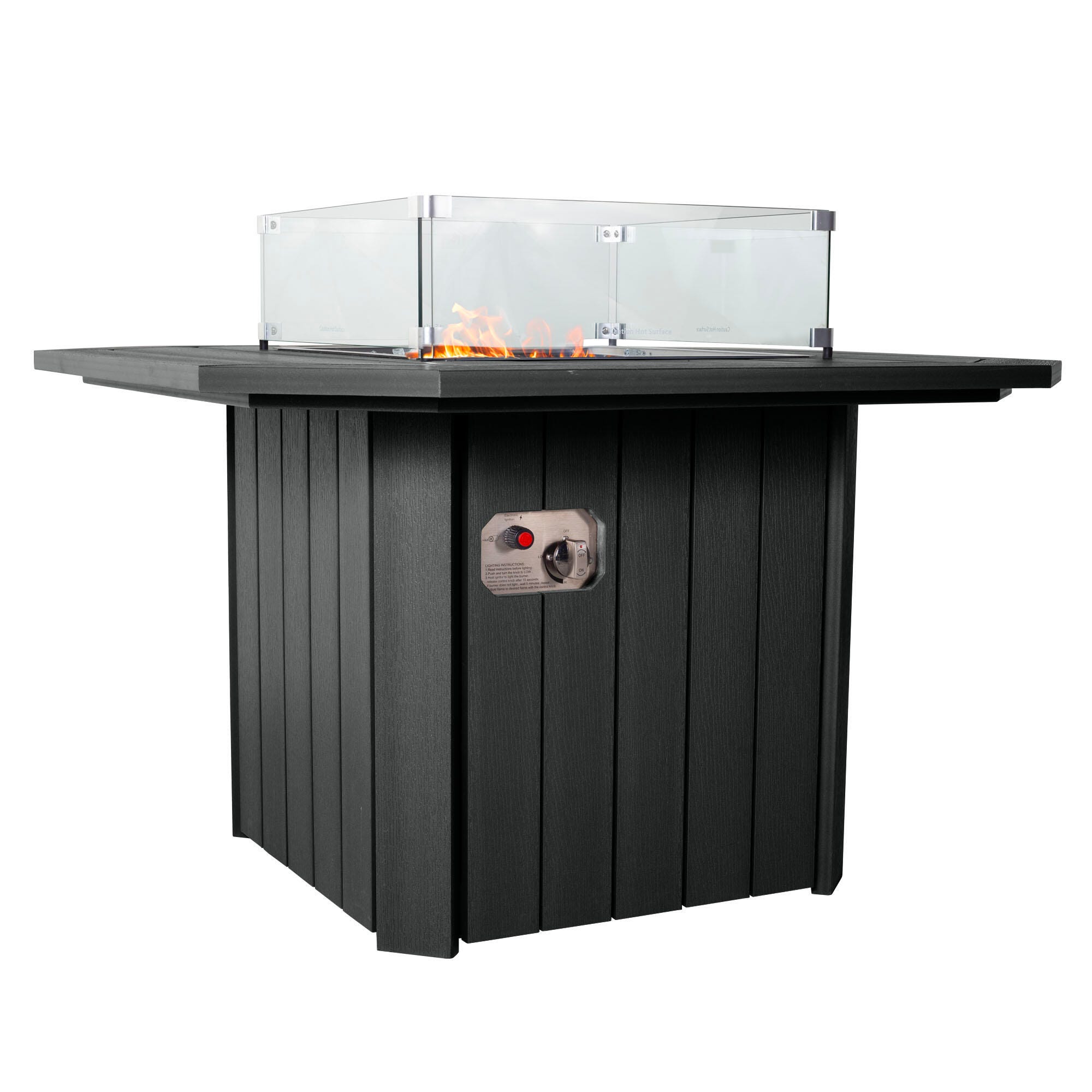 Highwood Oasis Outdoor Fire Pit Table, Black, large