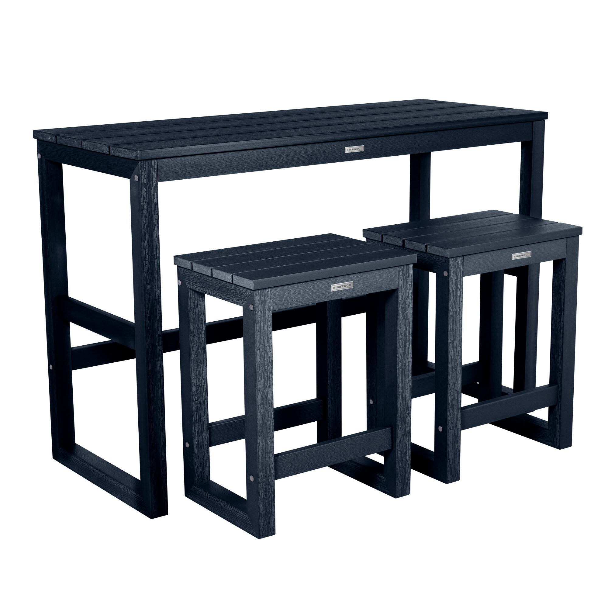 Highwood Monroe Outdoor Counter Height Balcony Table with 2 Stools, Federal Blue, large