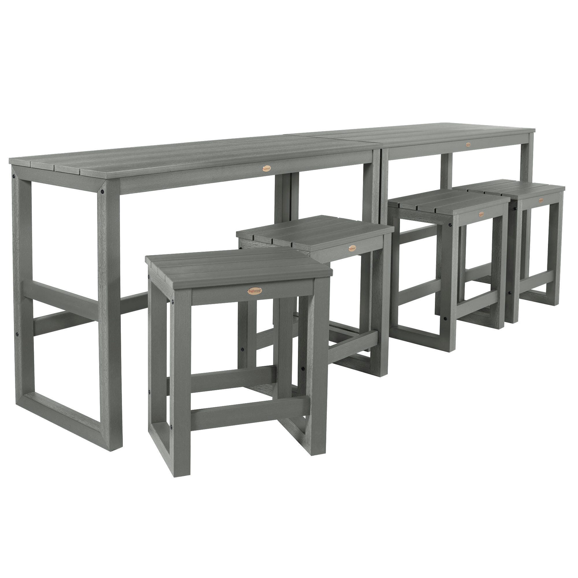 Highwood Monroe Outdoor Dining Table with 4 Stools, Coastal Teak, large