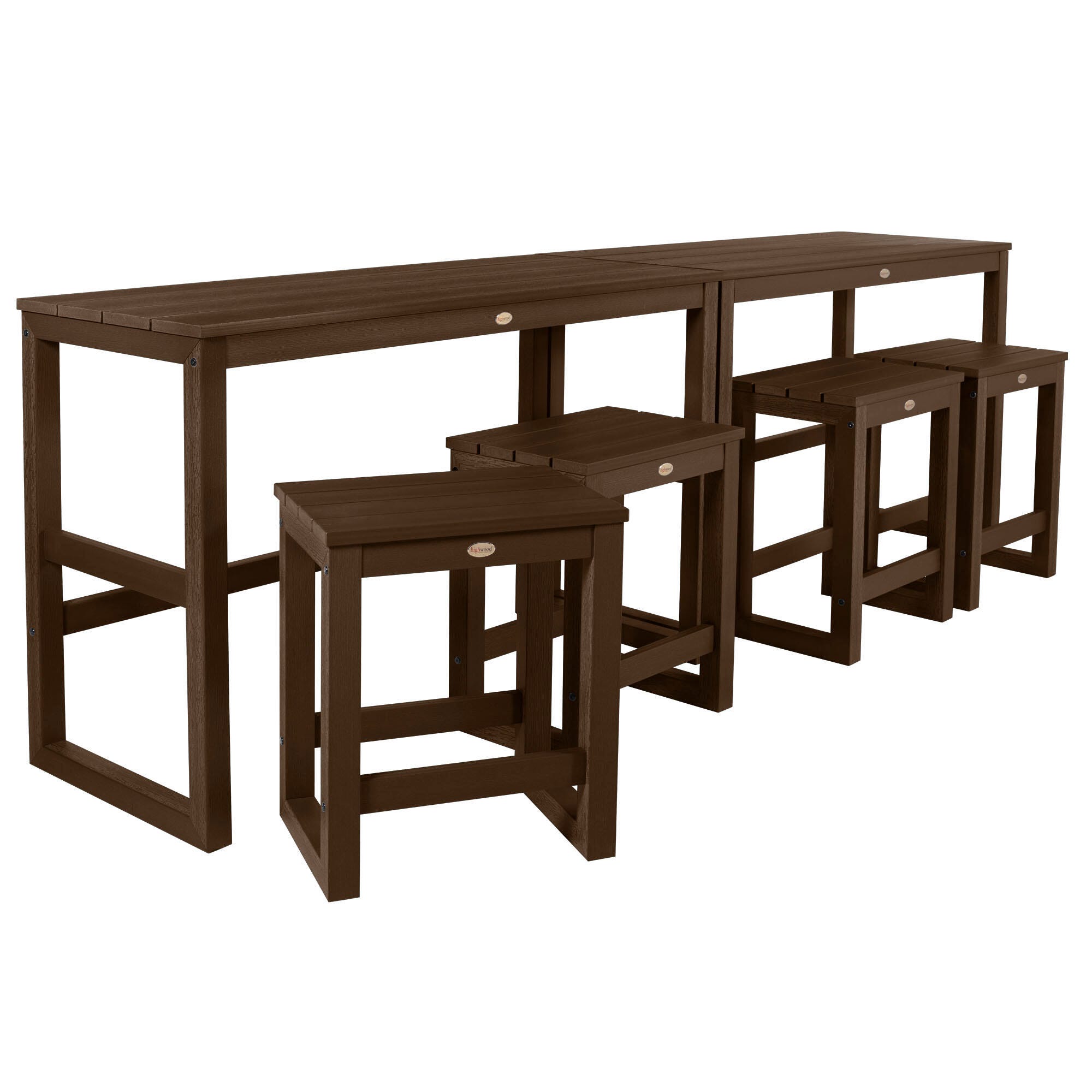 Highwood Monroe Outdoor Dining Table with 4 Stools, Weathered Acorn, large