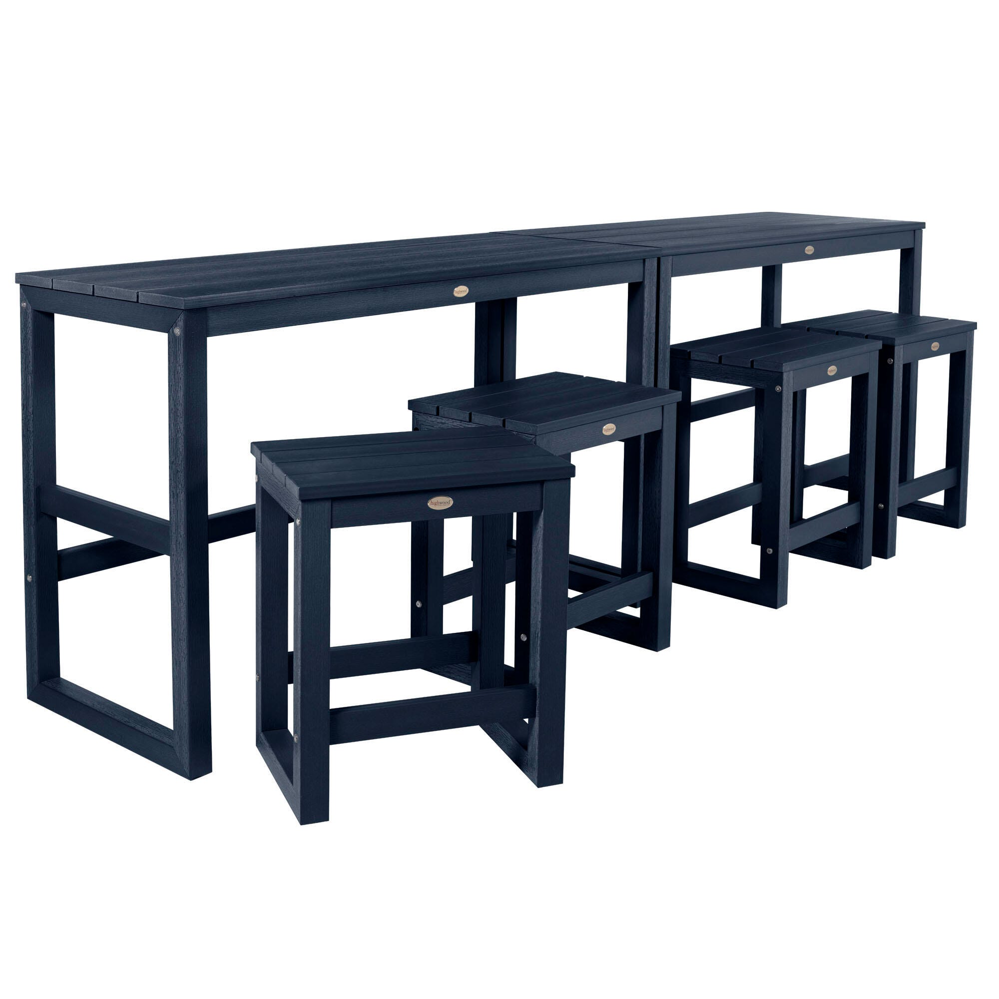 Highwood Monroe Outdoor Dining Table with 4 Stools, Federal Blue, large