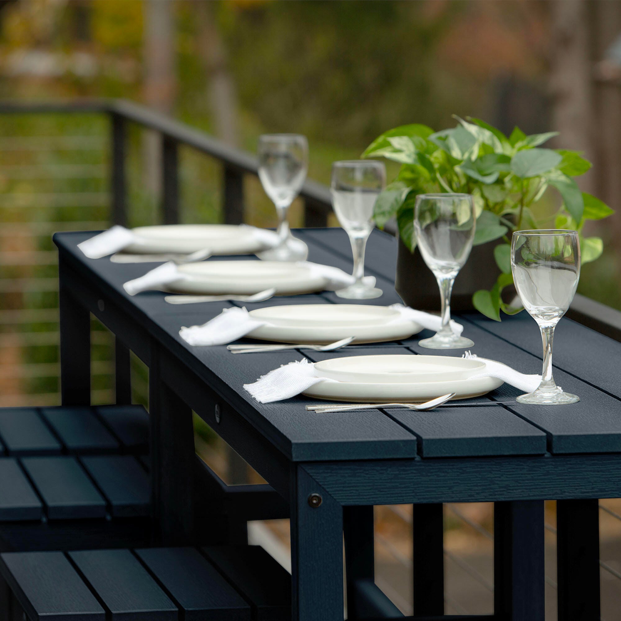 Highwood Monroe Outdoor Dining Table with 4 Stools, Federal Blue, large