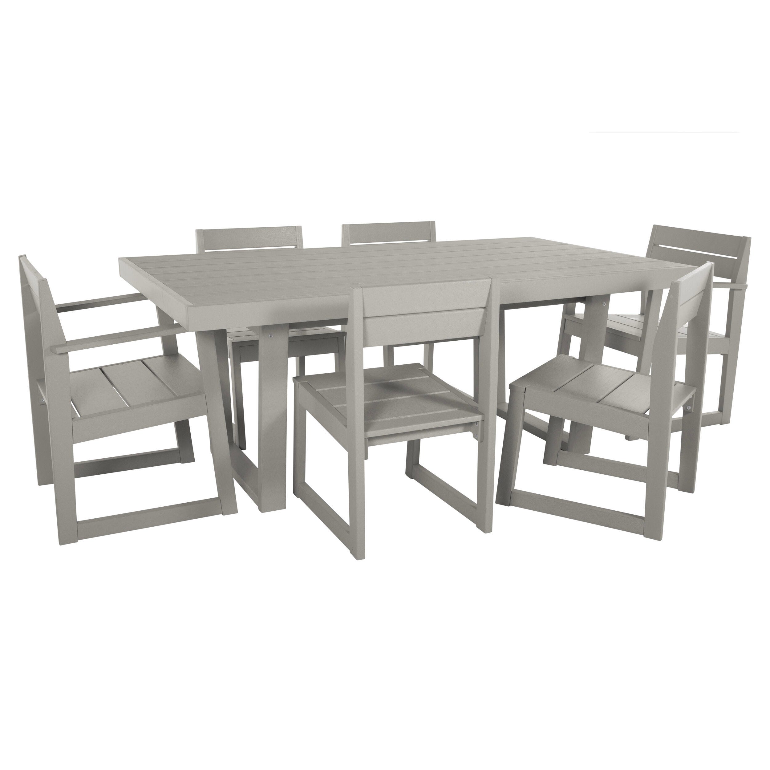 Bahia Verde Haven Outdoor Dining Table with 2 Armchairs and 4 Side Chairs, Cove Gray, large