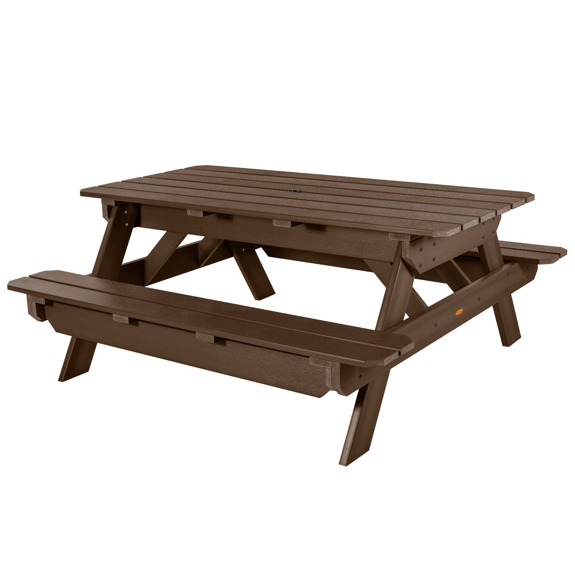 Highwood Hometown Outdoor Picnic Table, Weathered Acorn, large