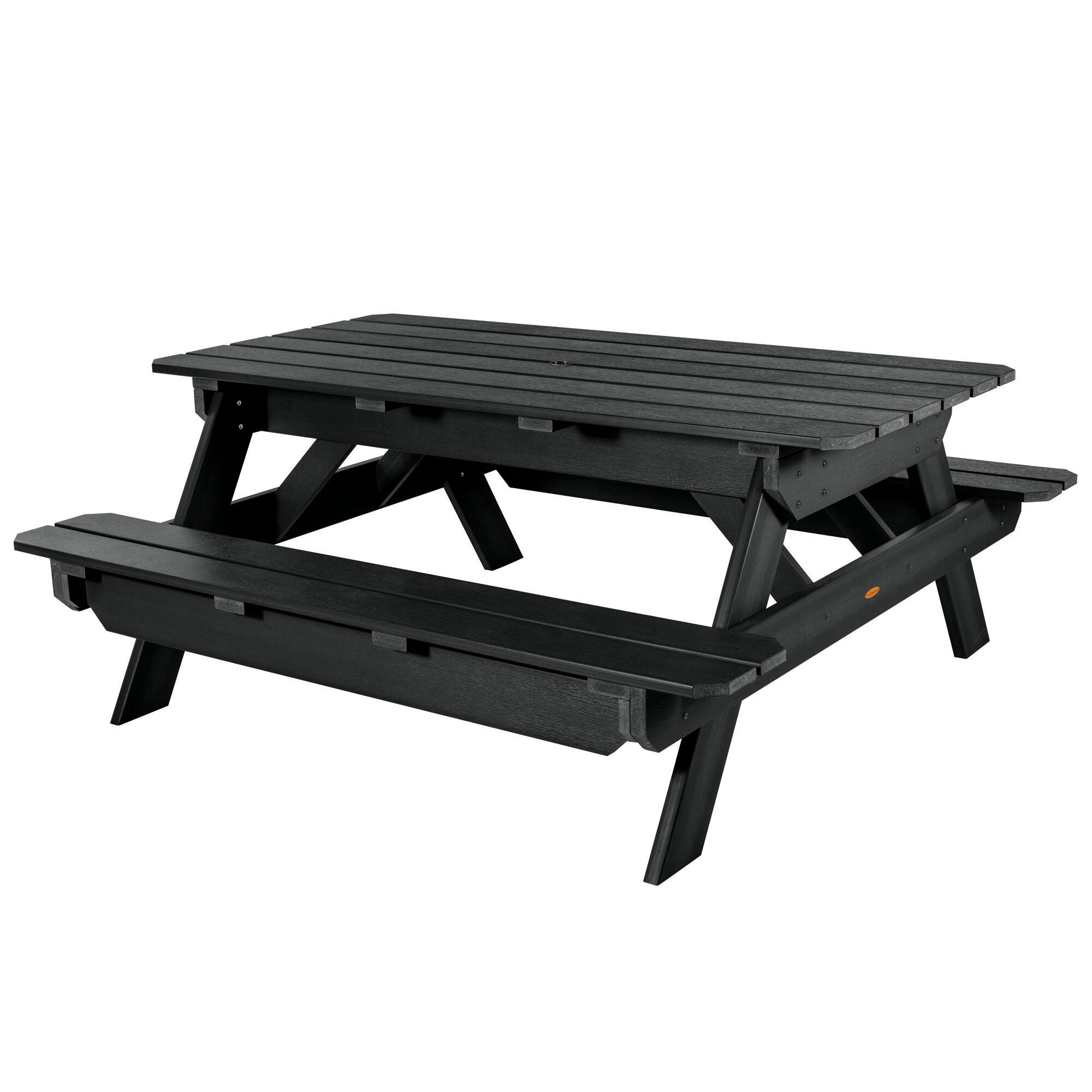 Highwood Hometown Outdoor Picnic Table, Black, large