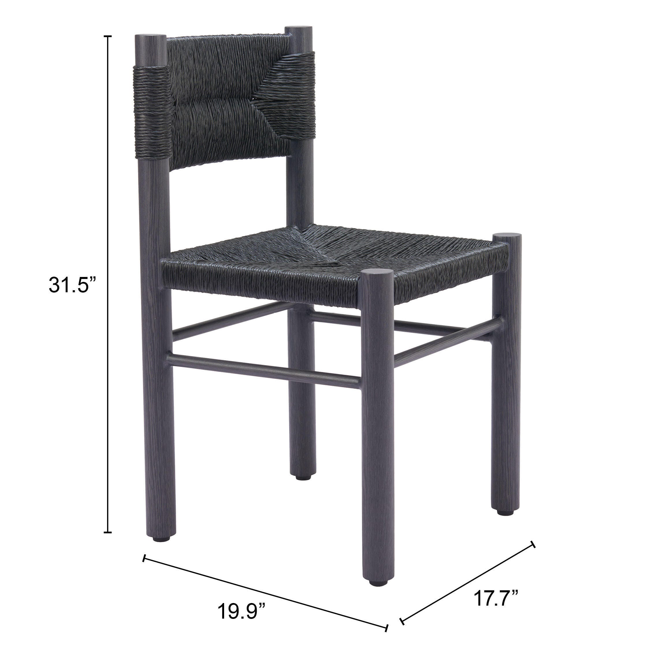 Erika Home ZUO Iska Outdoor Dining Chair (Set of 2), Black, large