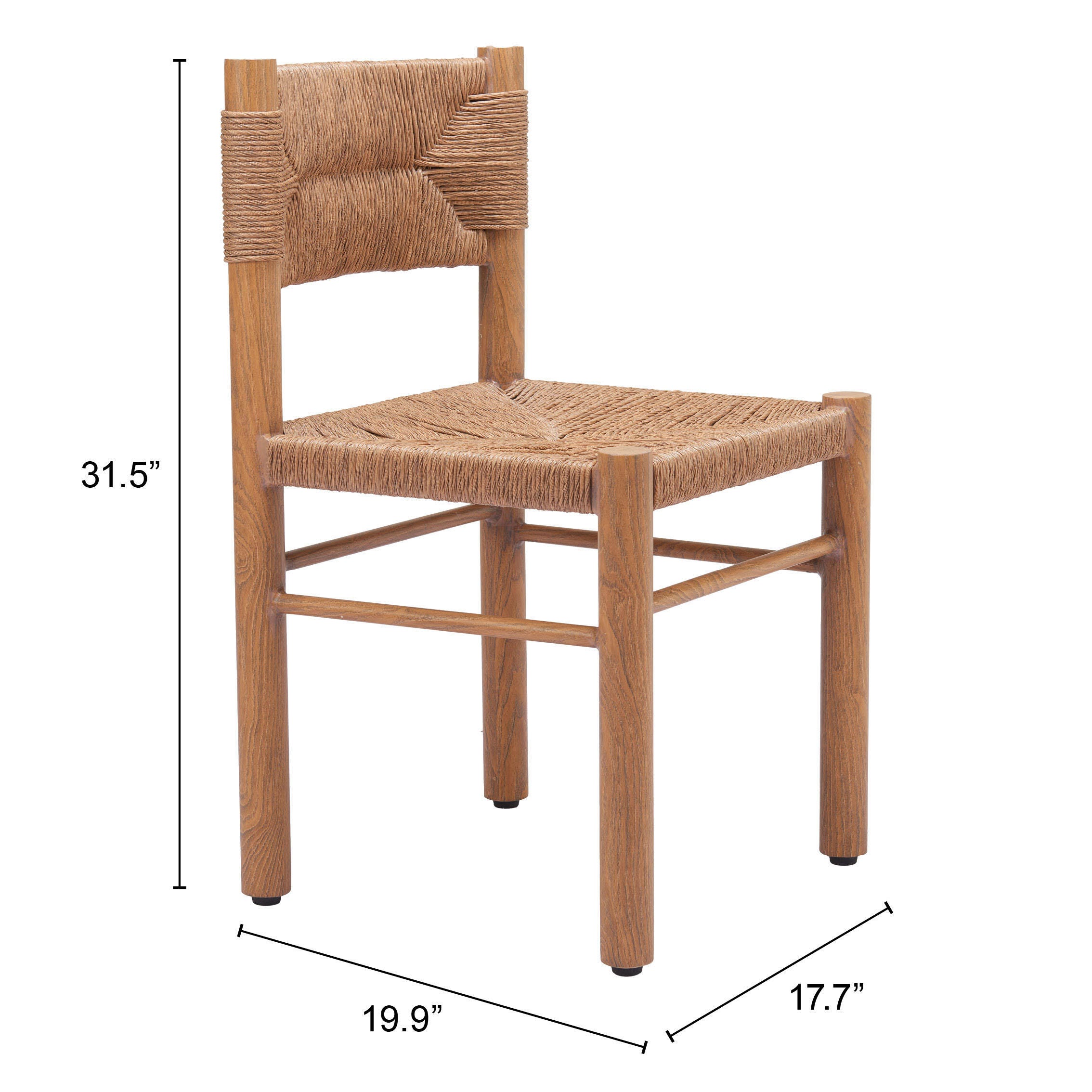 Erika Home ZUO Iska Outdoor Dining Chair (Set of 2), Natural, large