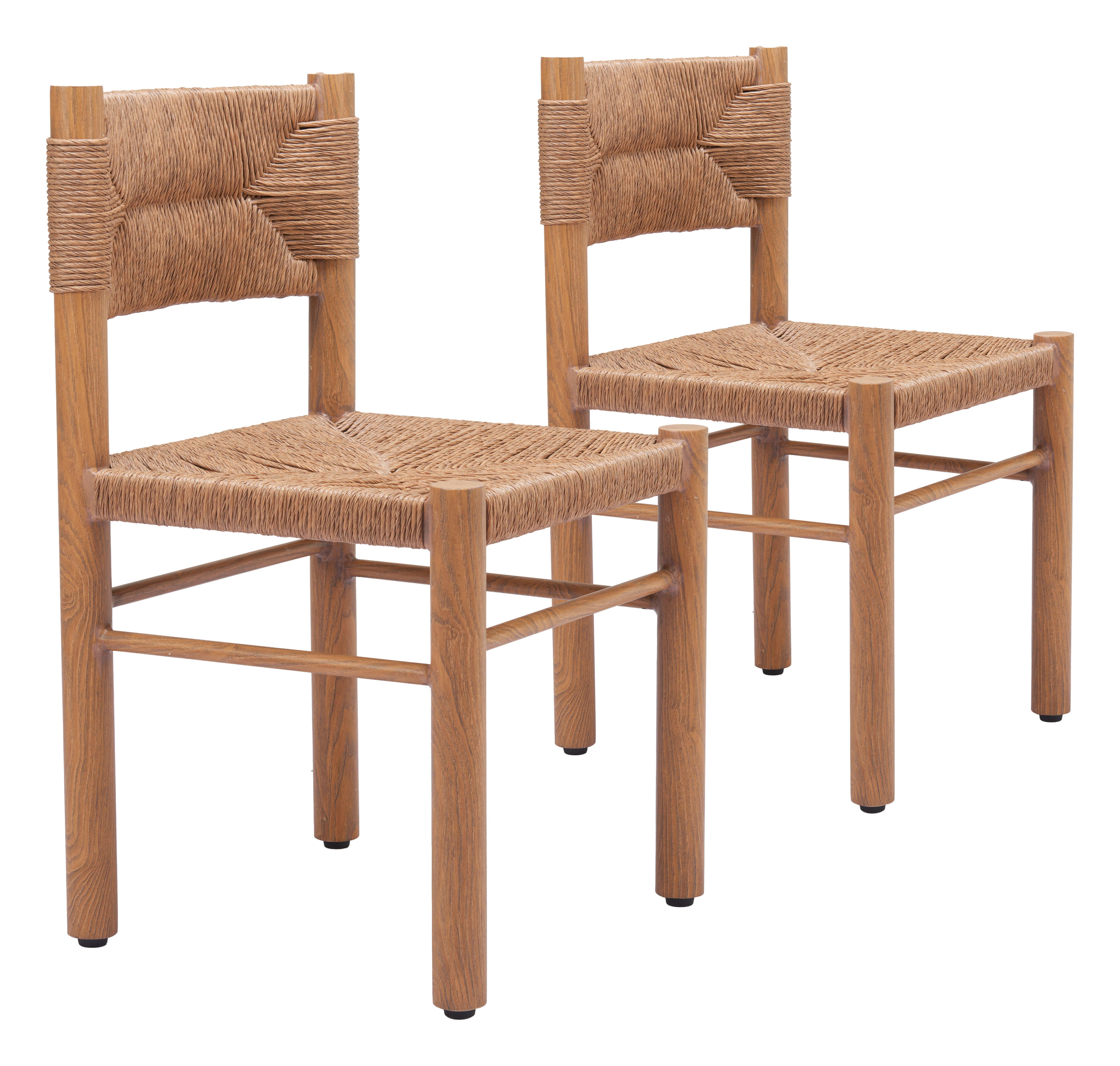 Erika Home ZUO Iska Outdoor Dining Chair (Set of 2), Natural, large