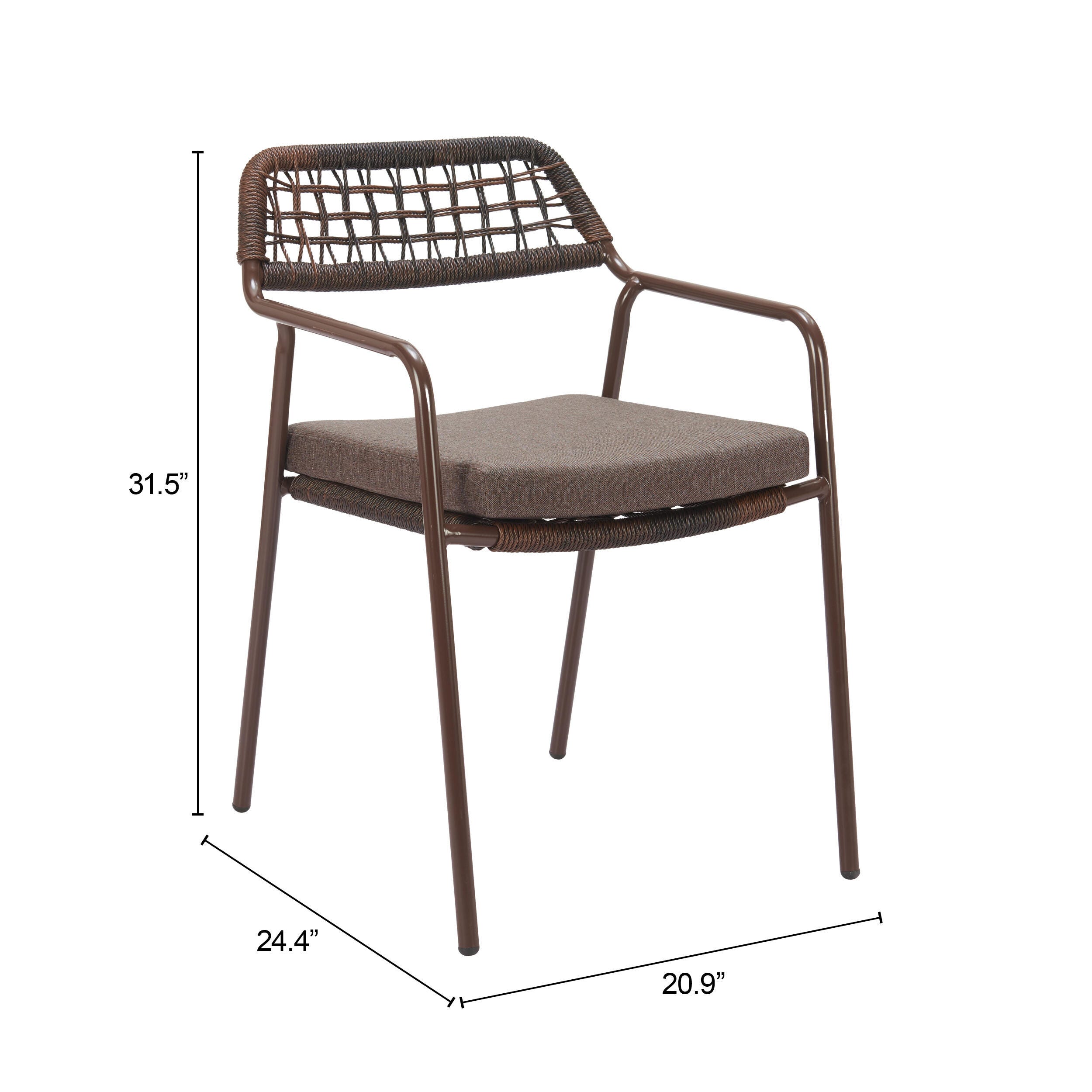 Erika Home ZUO Rio Outdoor Dining Chair (Set of 2), Brown, large