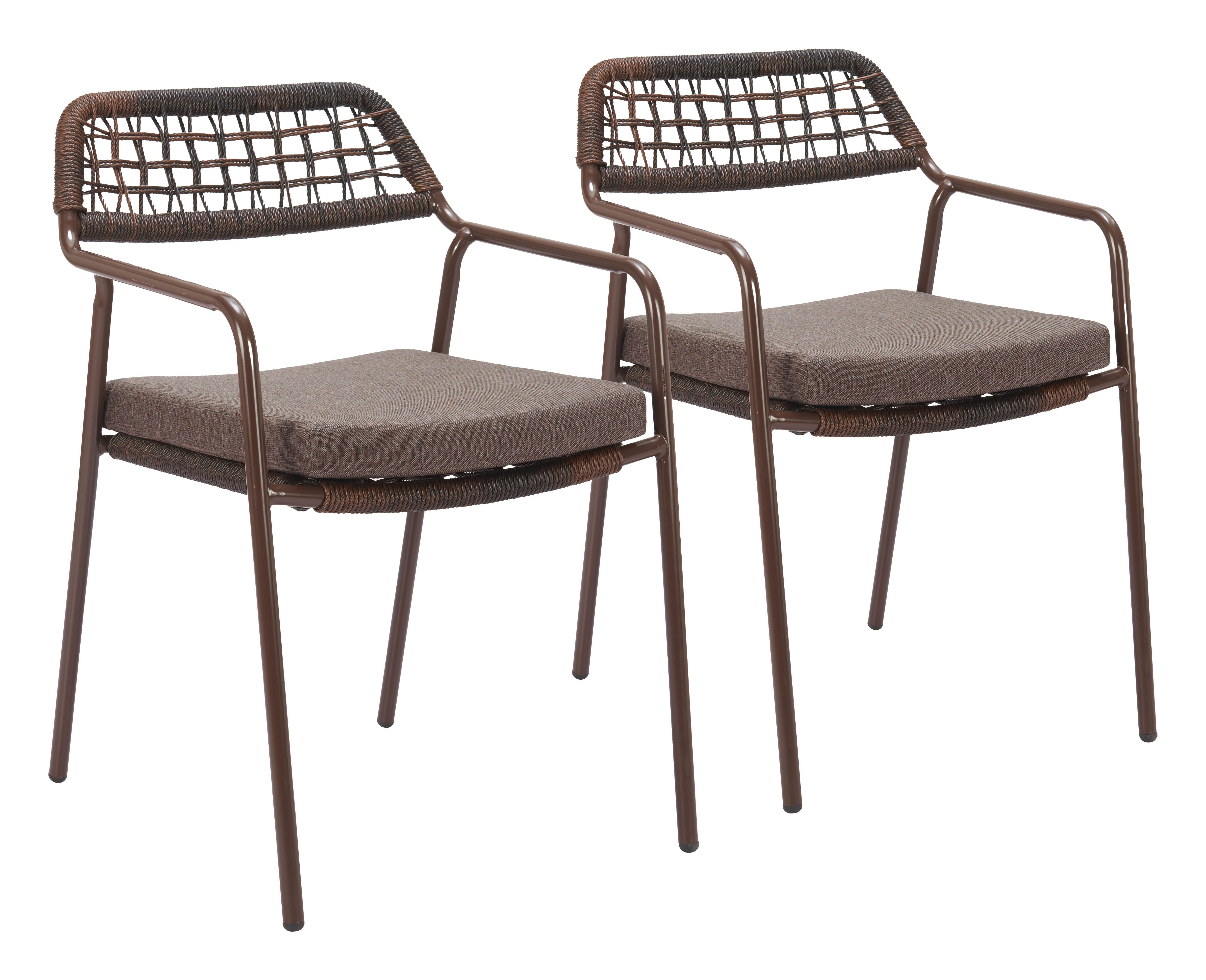 Erika Home ZUO Rio Outdoor Dining Chair (Set of 2), Brown, large