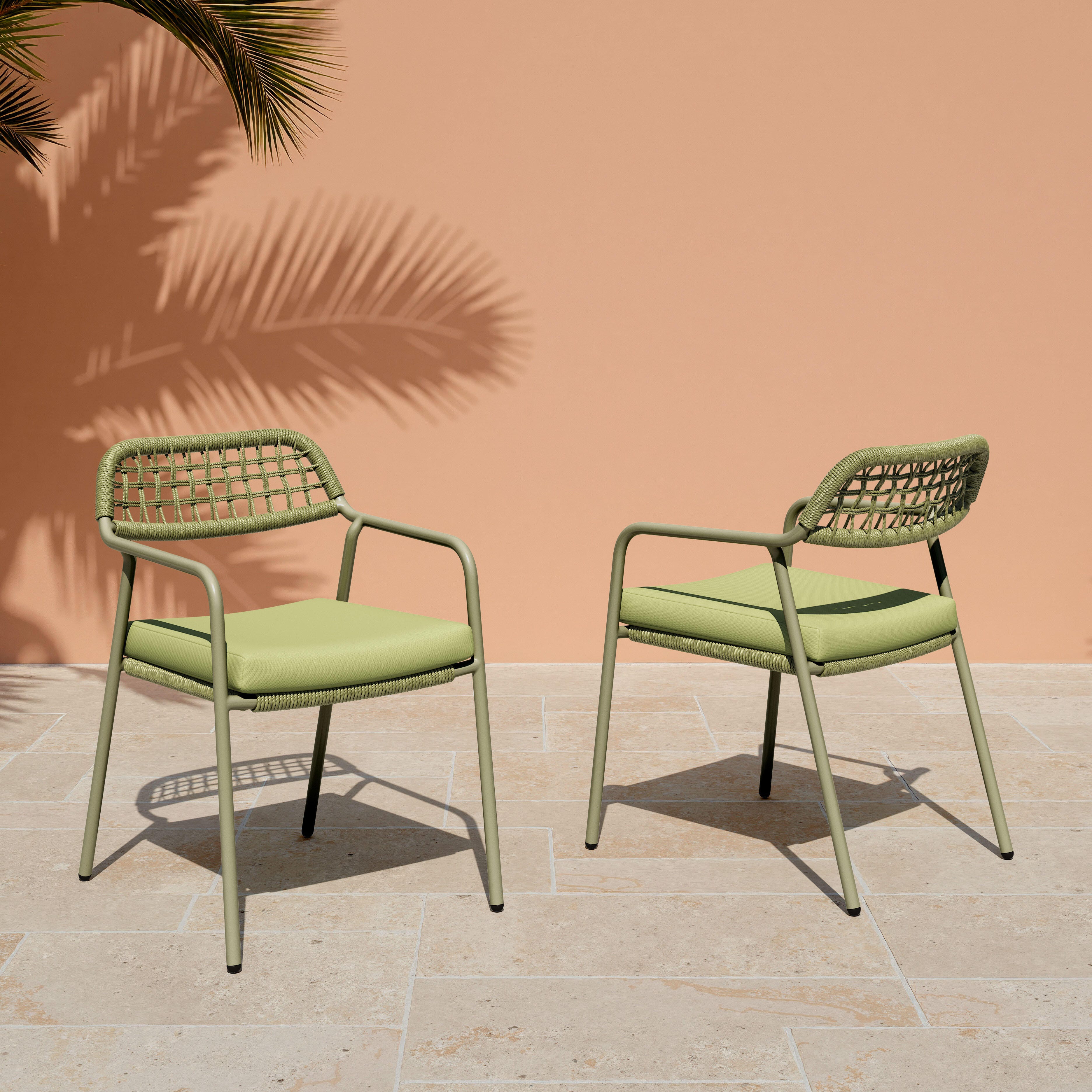Erika Home ZUO Rio Outdoor Dining Chair (Set of 2), Green, rollover
