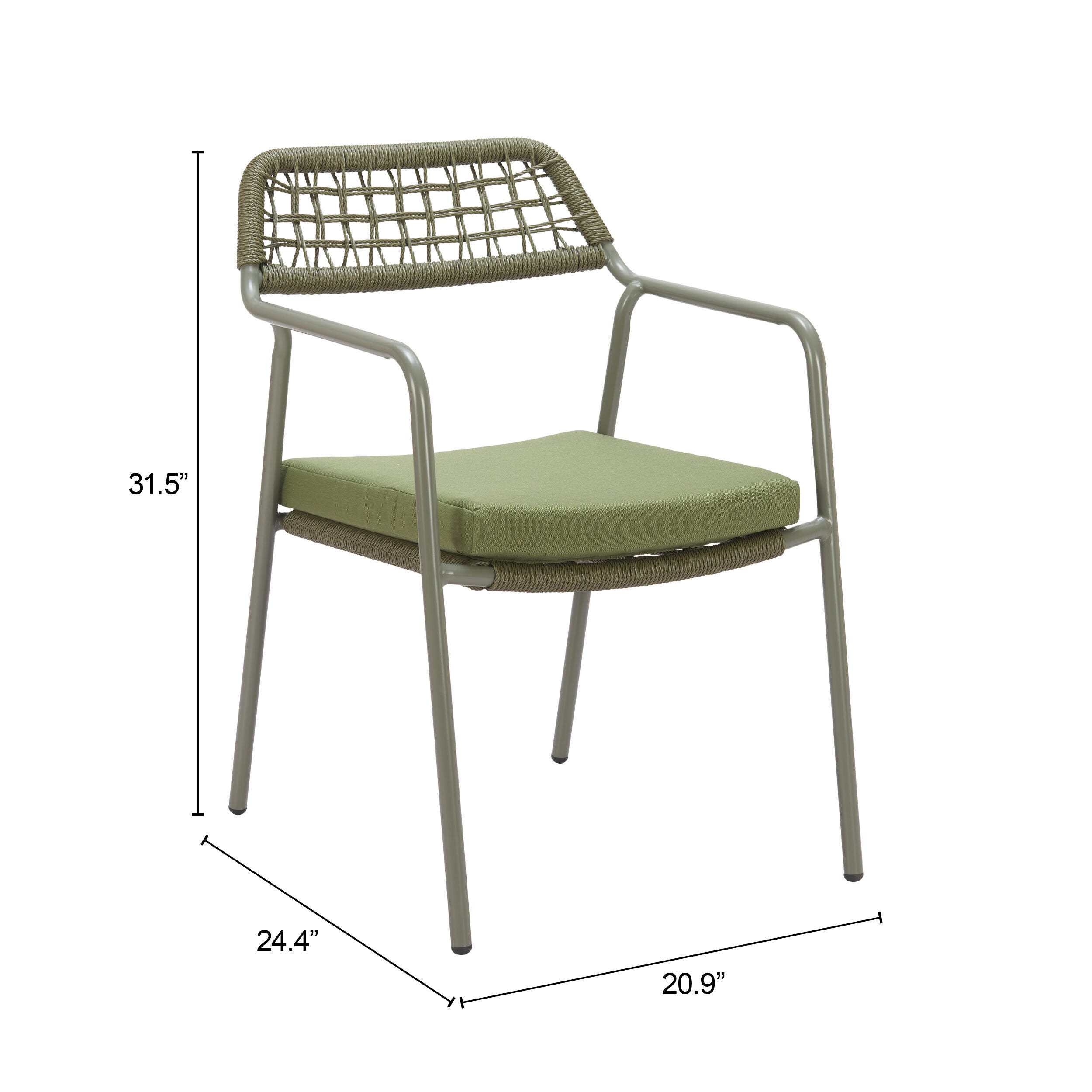 Erika Home ZUO Rio Outdoor Dining Chair (Set of 2), Green, large