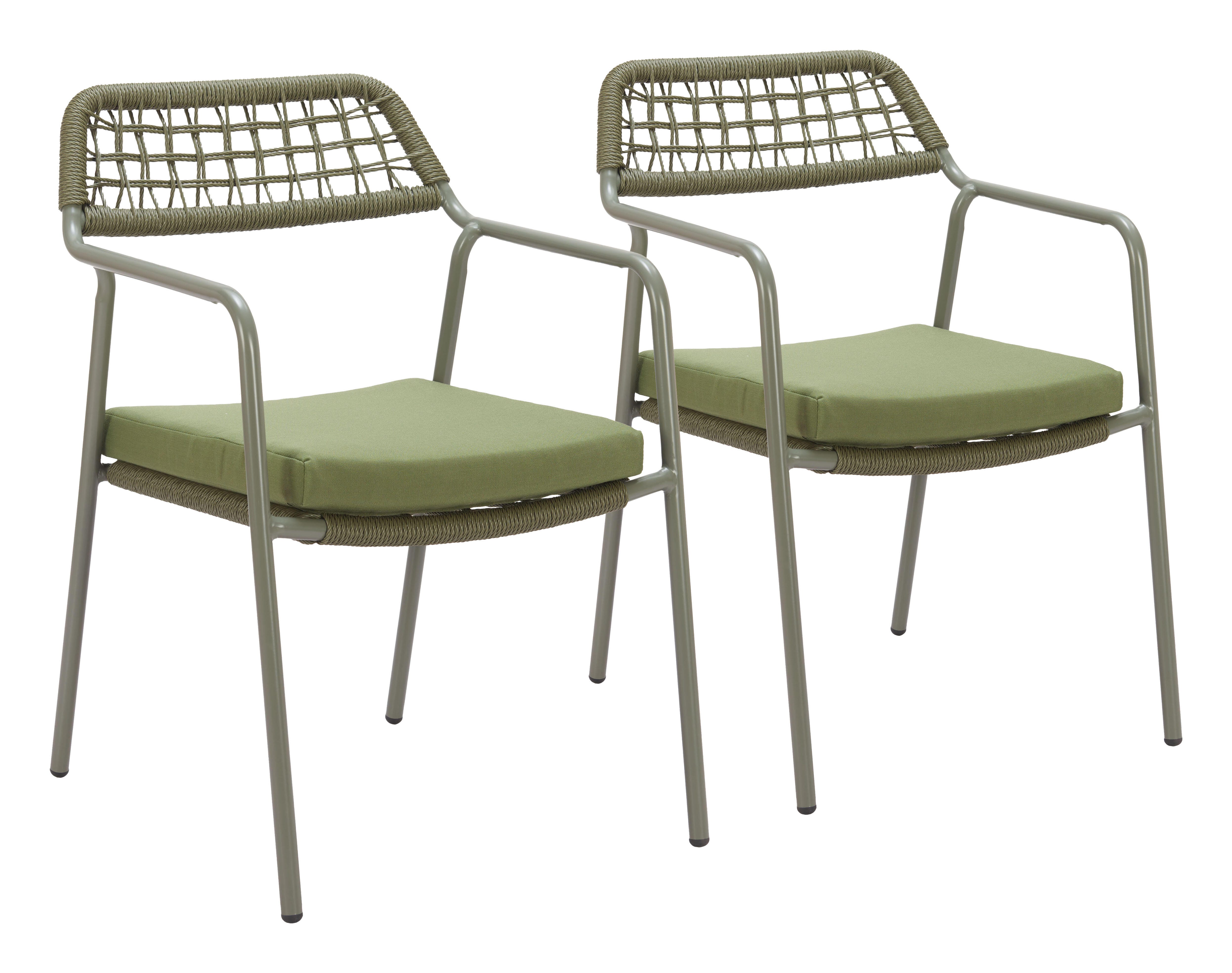 Erika Home ZUO Rio Outdoor Dining Chair (Set of 2), Green, large