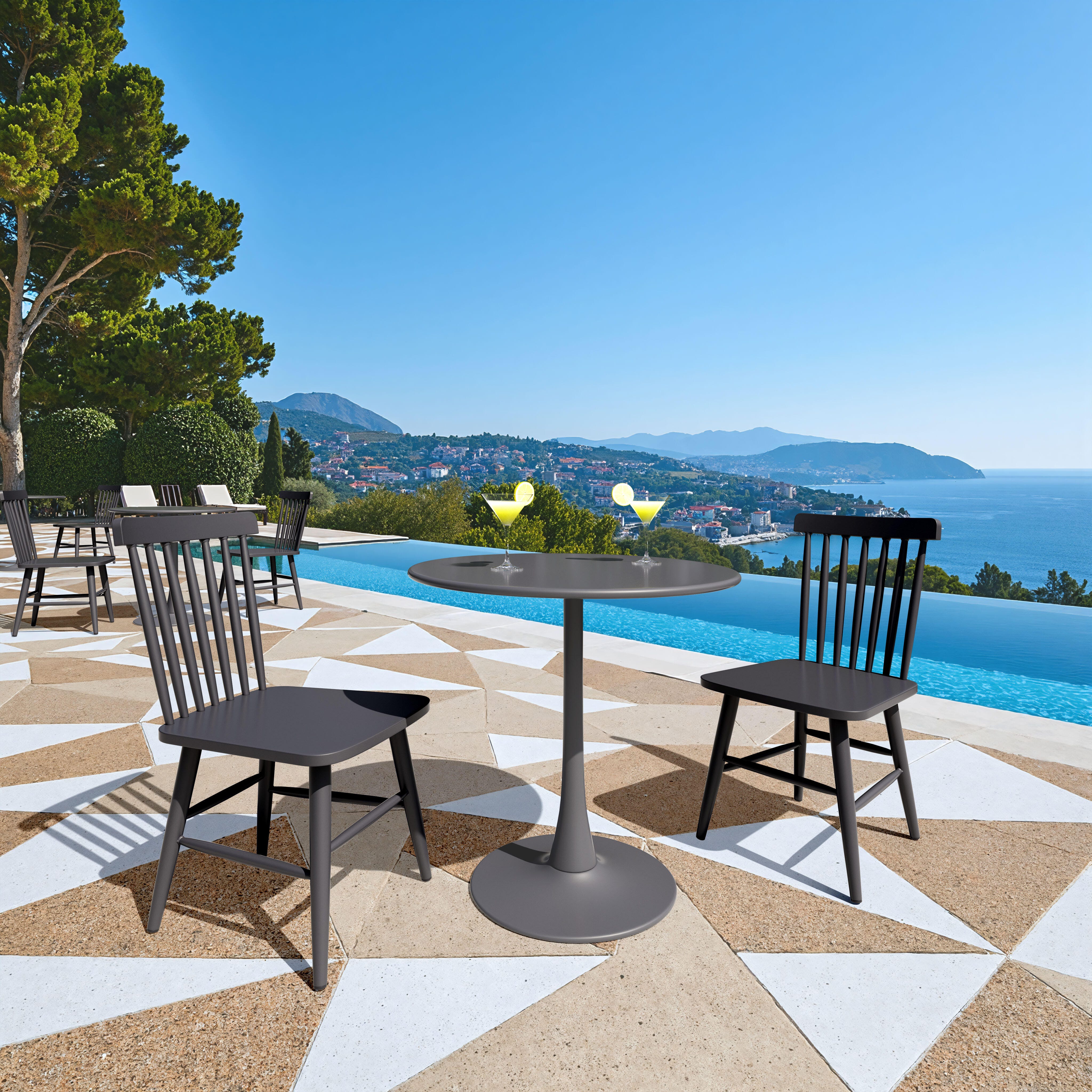 Erika Home ZUO Zeilen Outdoor Dining Chair (Set of 2), Black, rollover