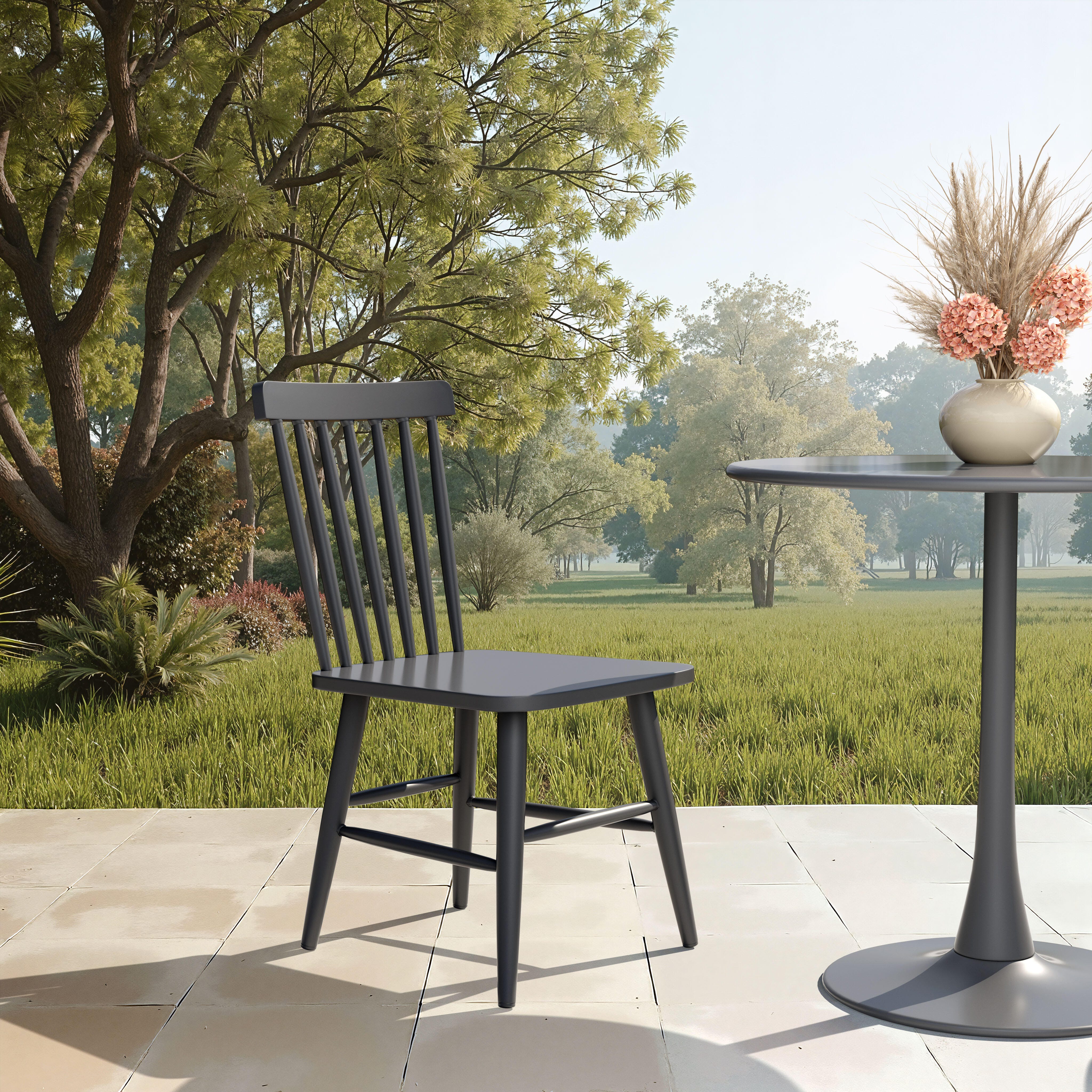 Erika Home ZUO Zeilen Outdoor Dining Chair (Set of 2), Black, large