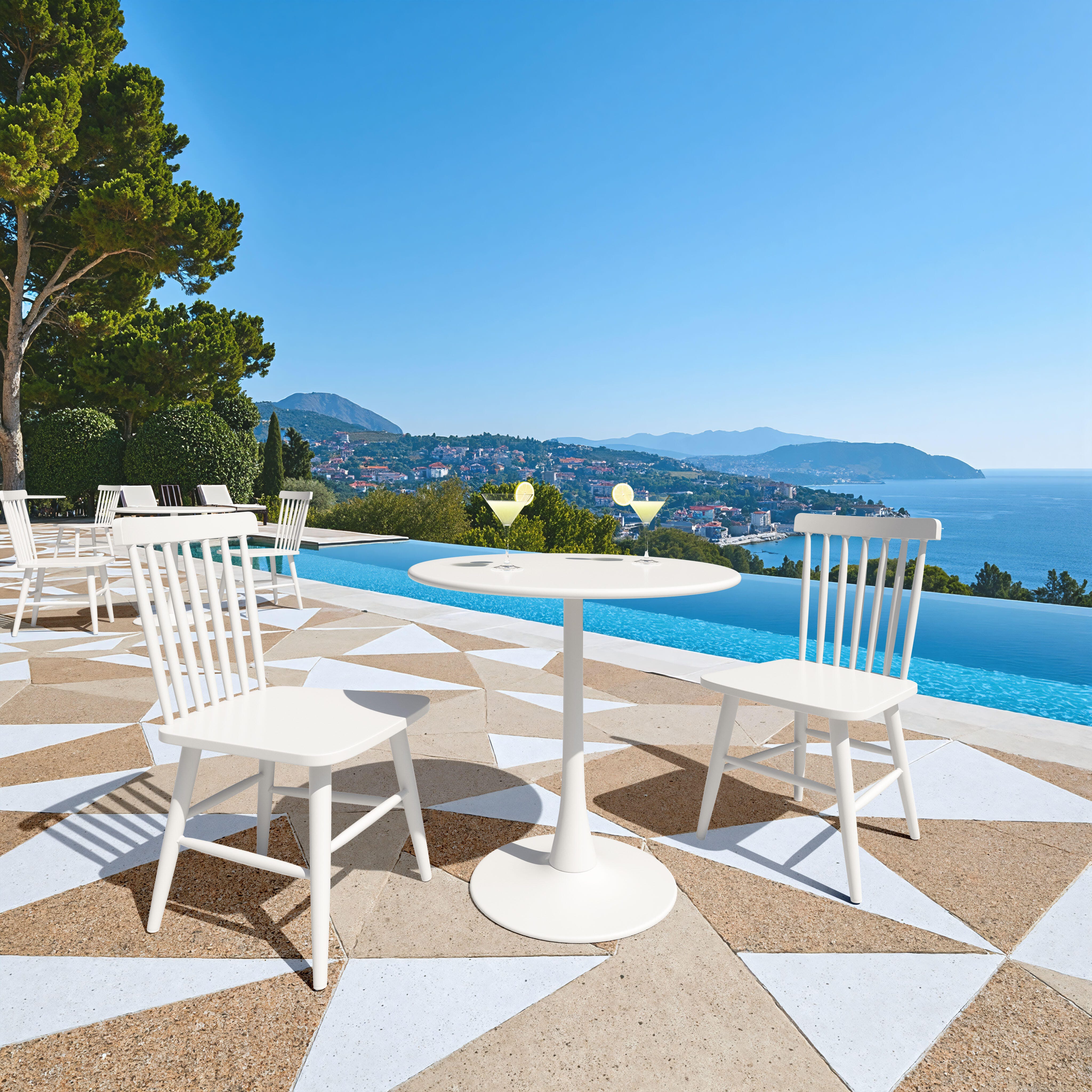 Erika Home ZUO Zeilen Outdoor Dining Chair (Set of 2), White, rollover