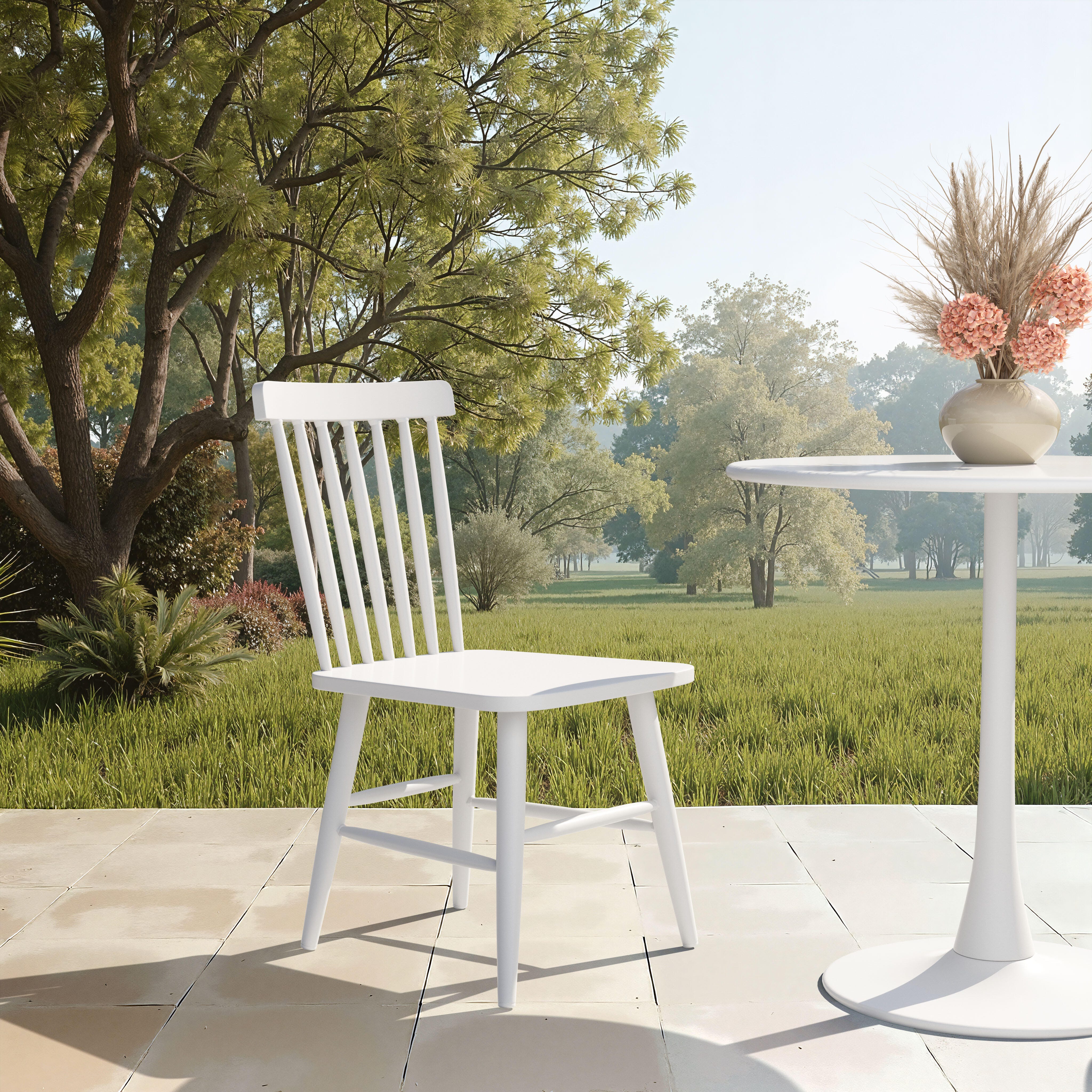 Erika Home ZUO Zeilen Outdoor Dining Chair (Set of 2), White, large