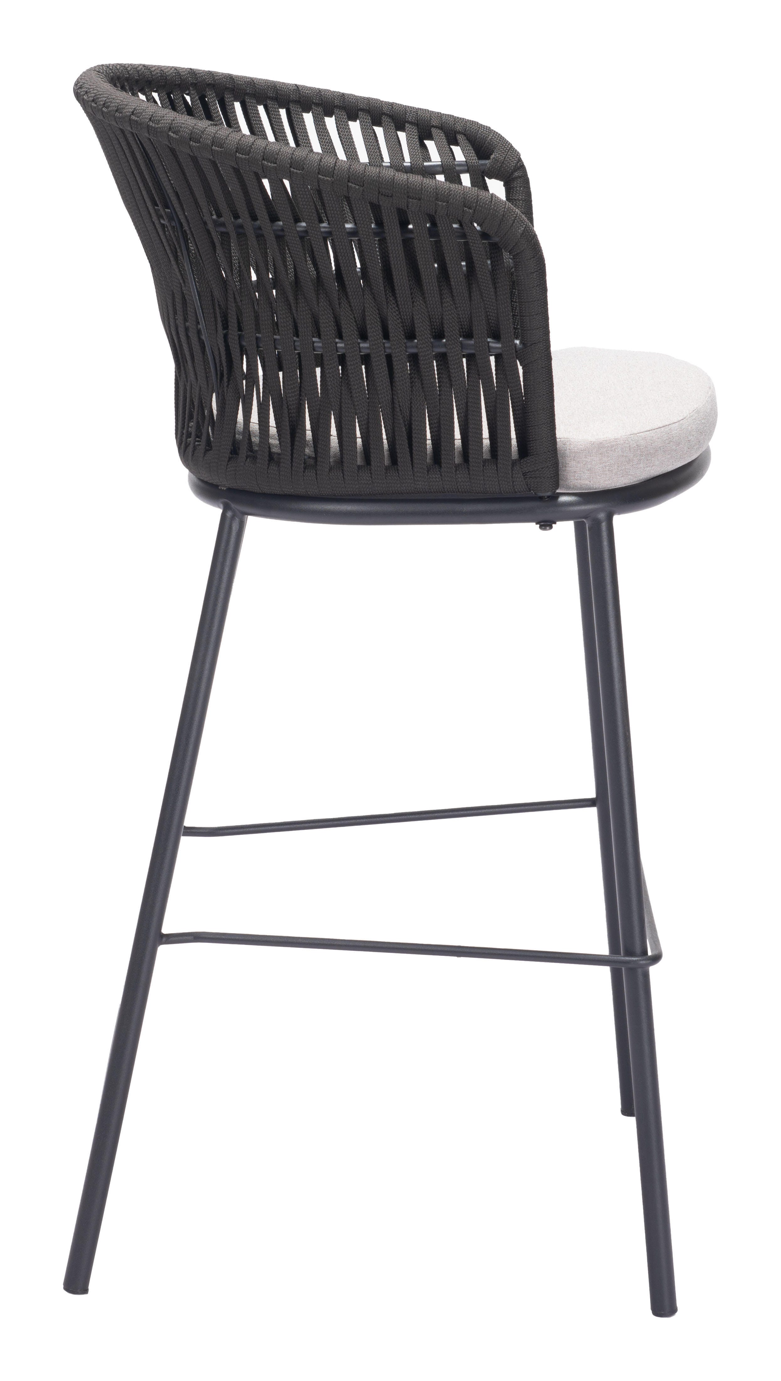 Erika Home ZUO Freycinet Outdoor Barstool (Set of 2), Black, large