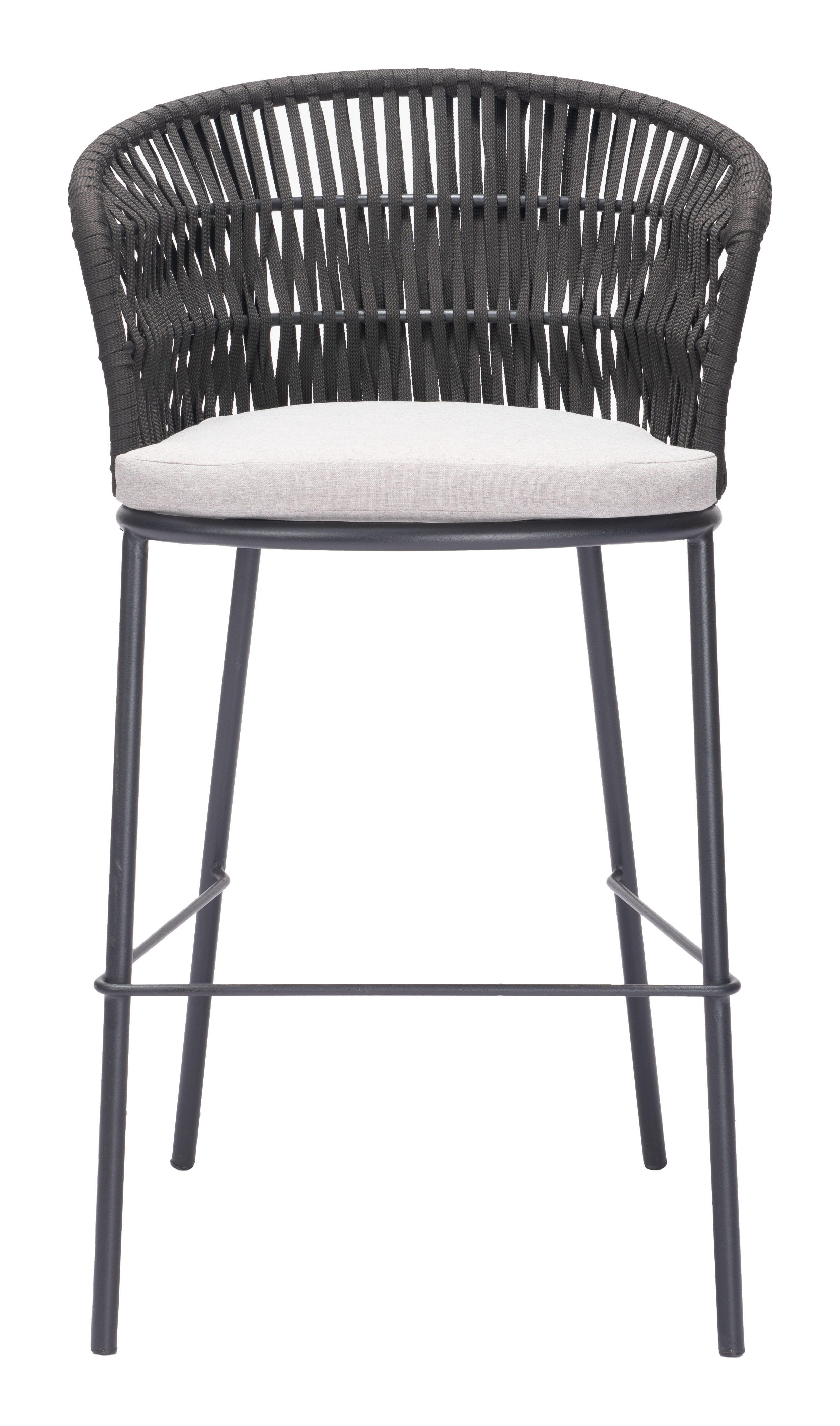 Erika Home ZUO Freycinet Outdoor Barstool (Set of 2), Black, large