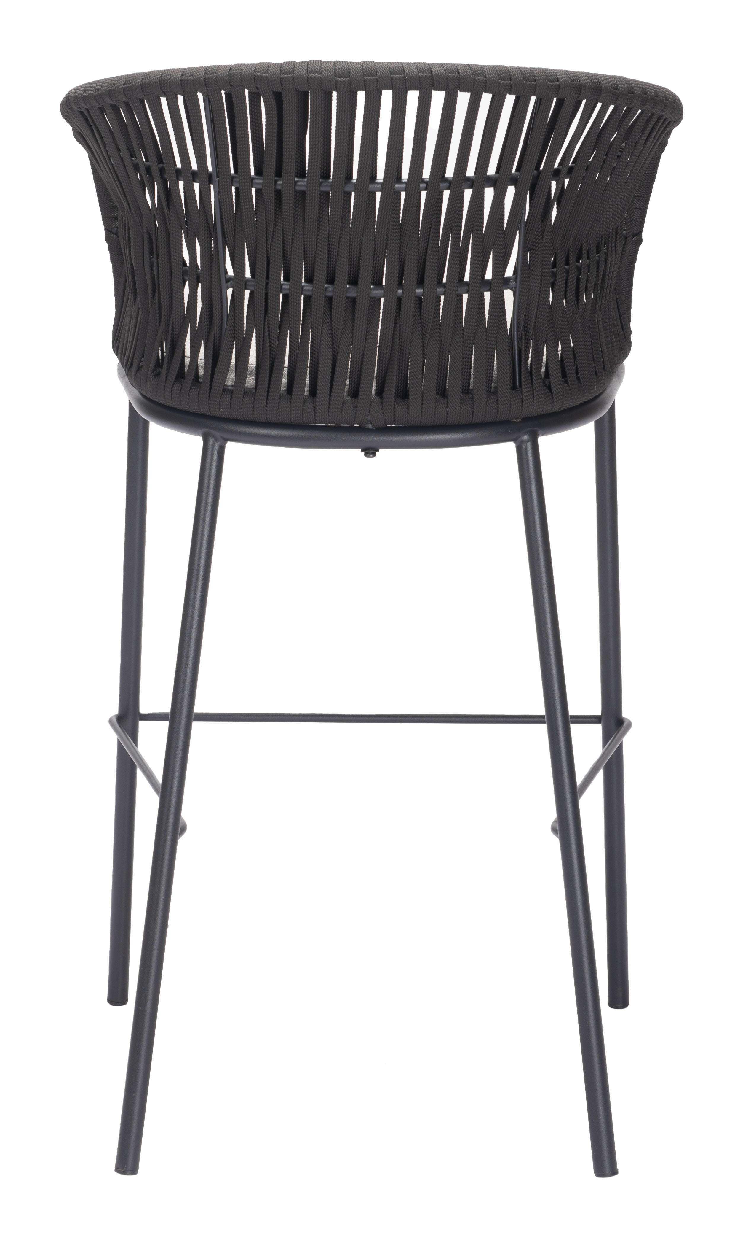 Erika Home ZUO Freycinet Outdoor Barstool (Set of 2), Black, large