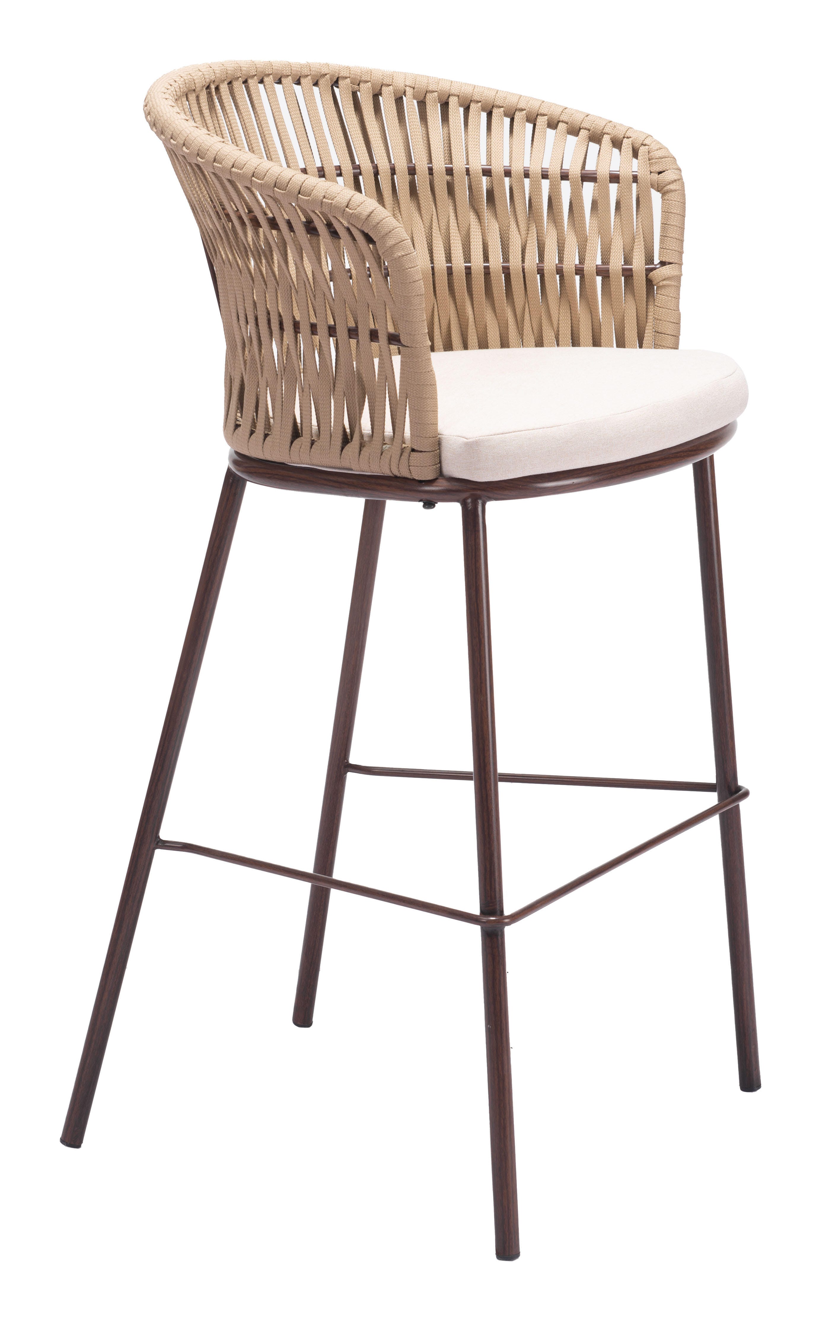 Erika Home ZUO Freycinet Outdoor Barstool (Set of 2), Natural, large