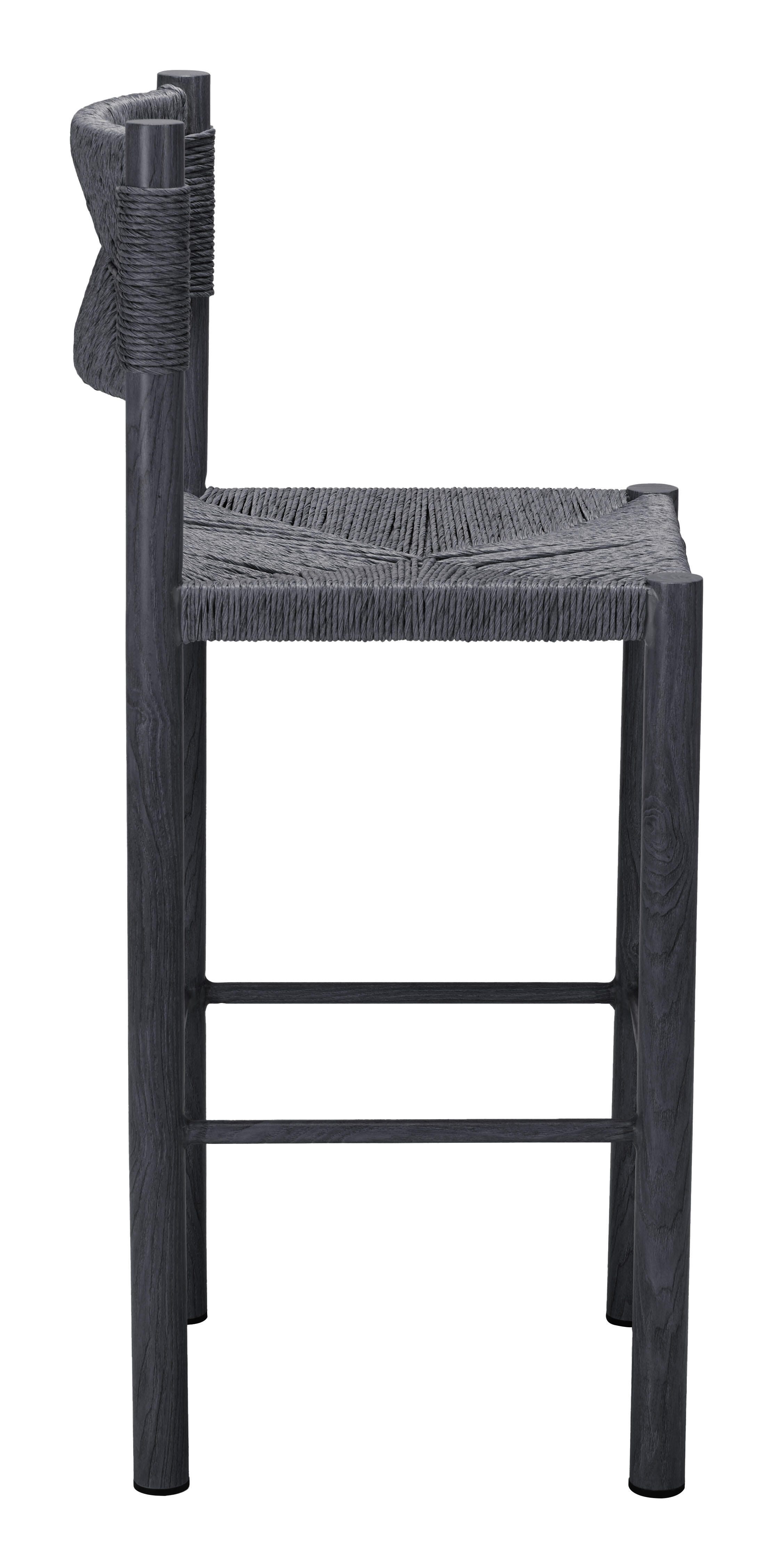 Erika Home ZUO Iska Outdoor Barstool (Set of 2), Black, large