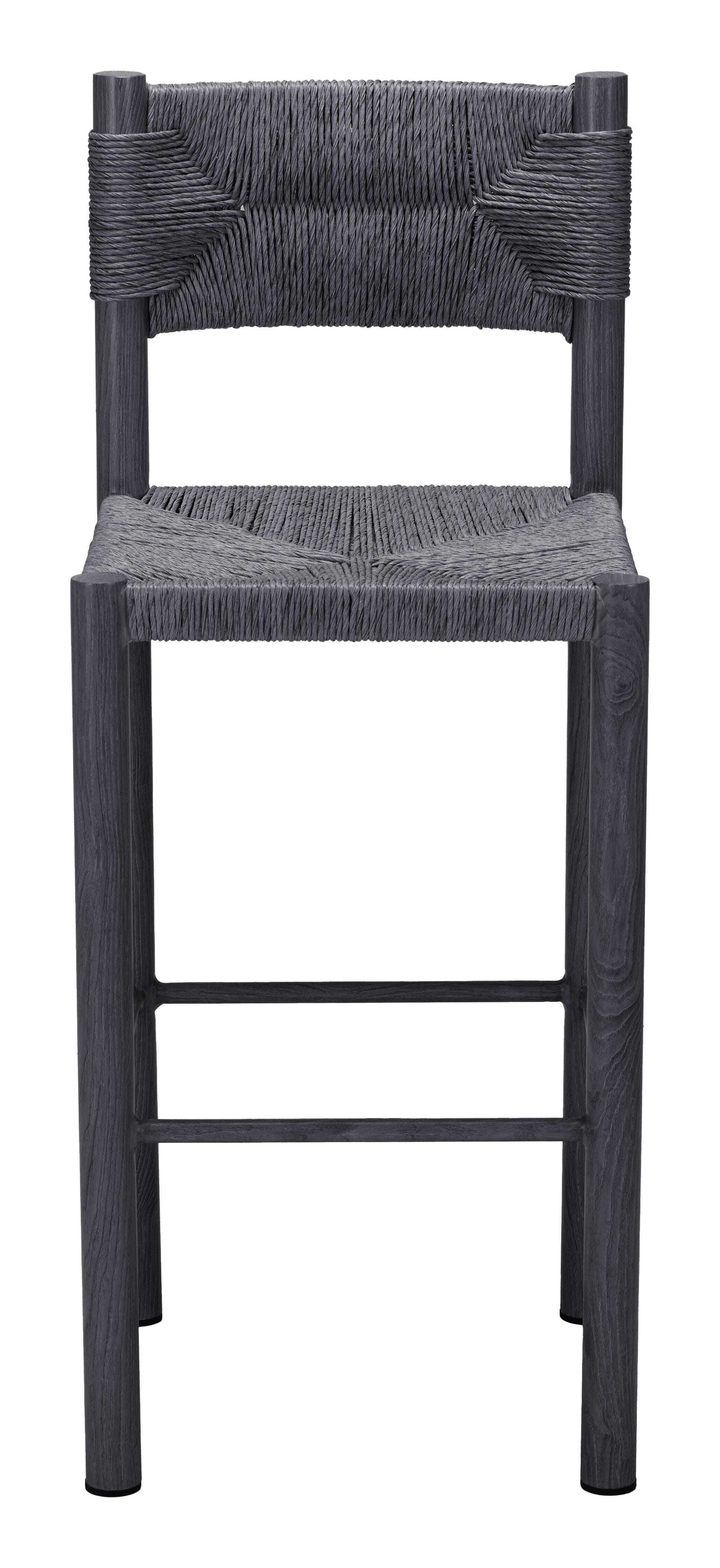 Erika Home ZUO Iska Outdoor Barstool (Set of 2), Black, large