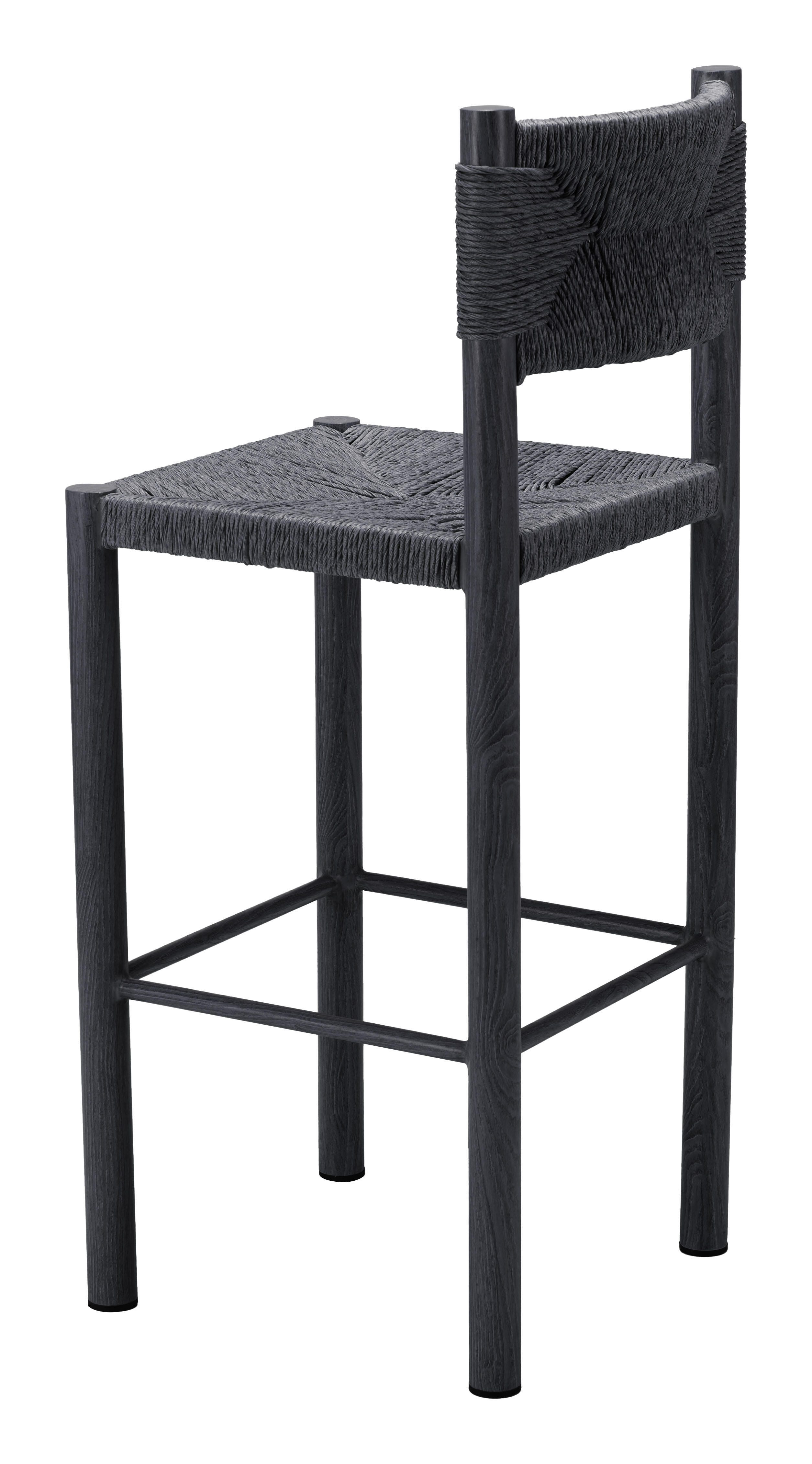 Erika Home ZUO Iska Outdoor Barstool (Set of 2), Black, large