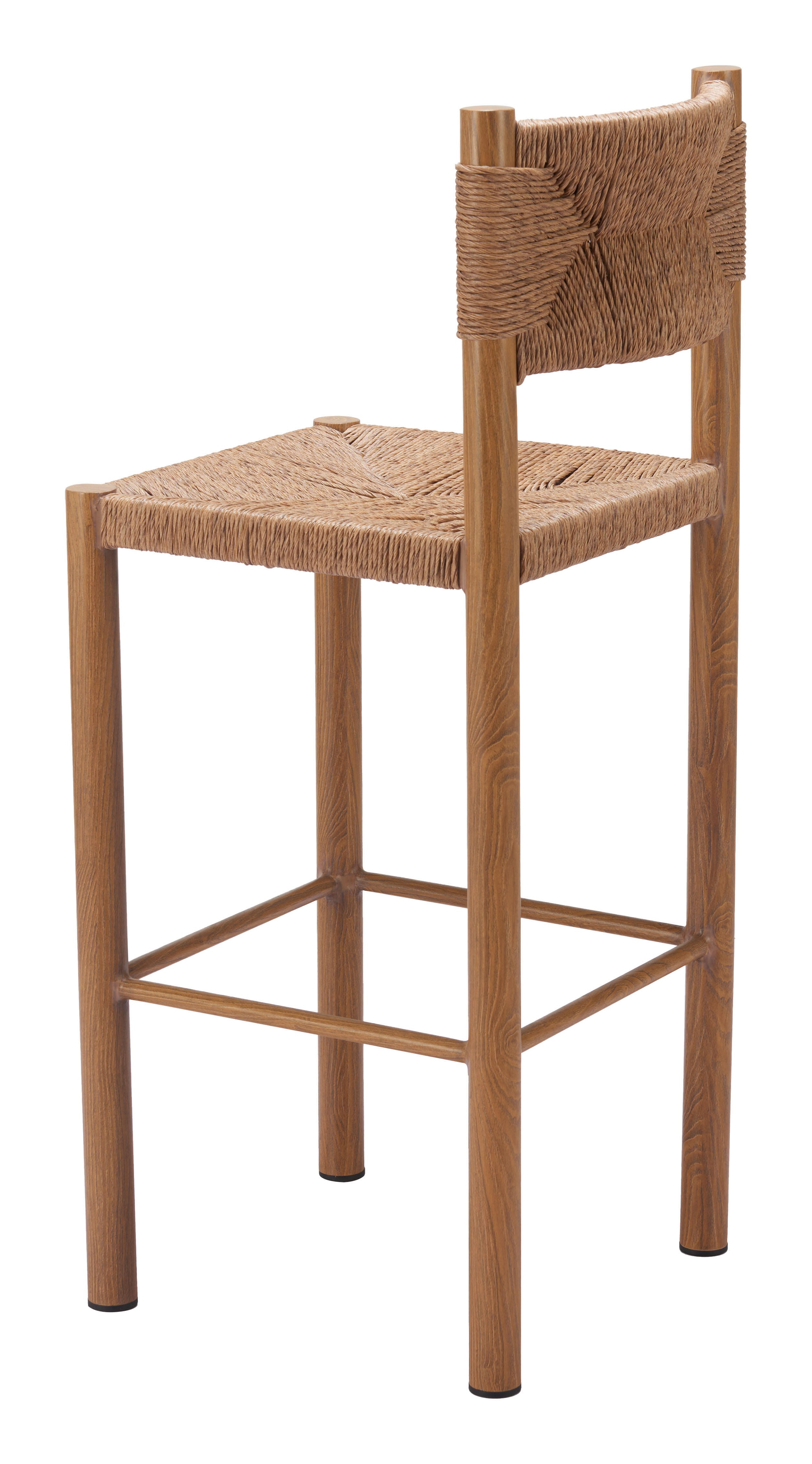 Erika Home ZUO Iska Outdoor Barstool (Set of 2), Natural, large