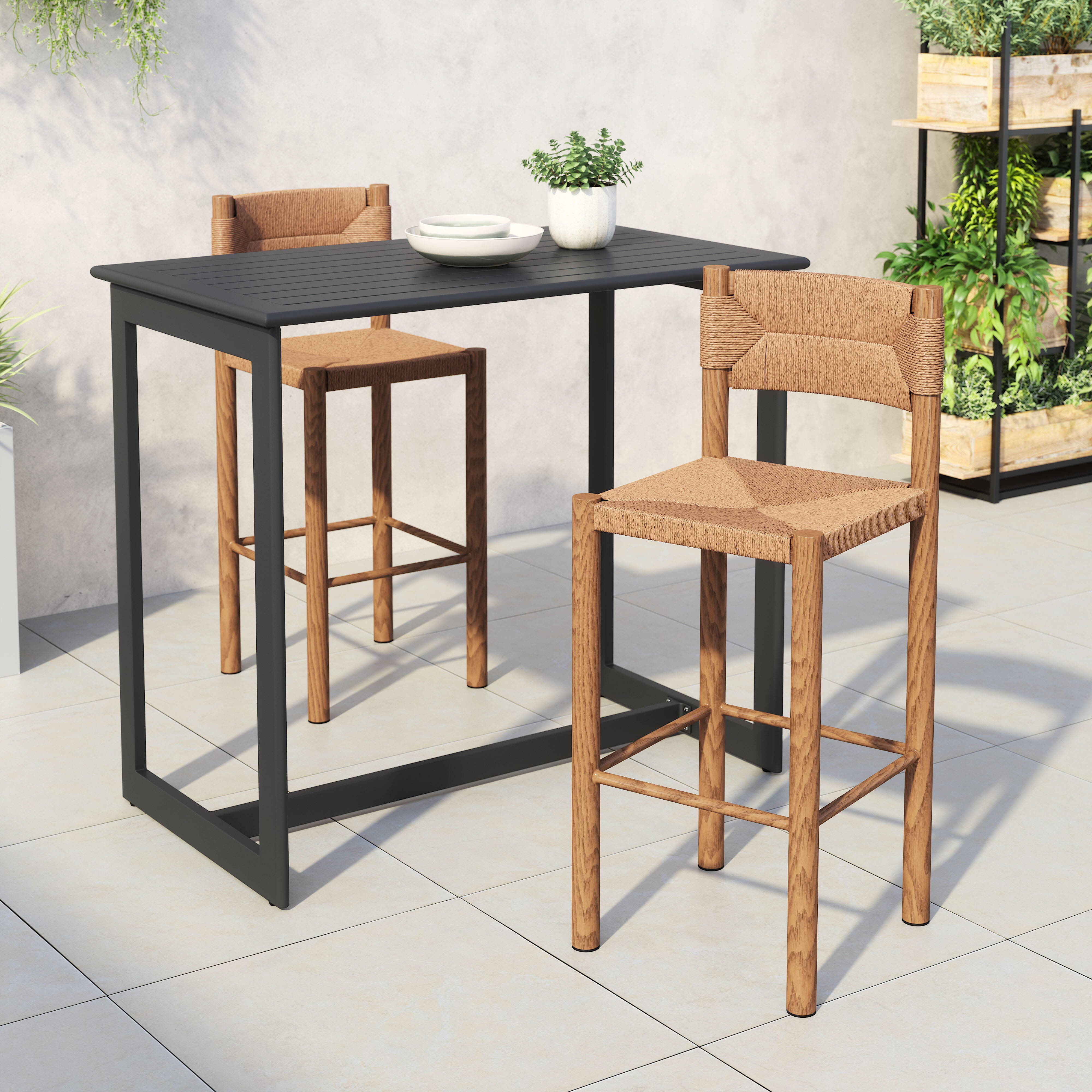 Erika Home ZUO Iska Outdoor Barstool (Set of 2), Natural, large