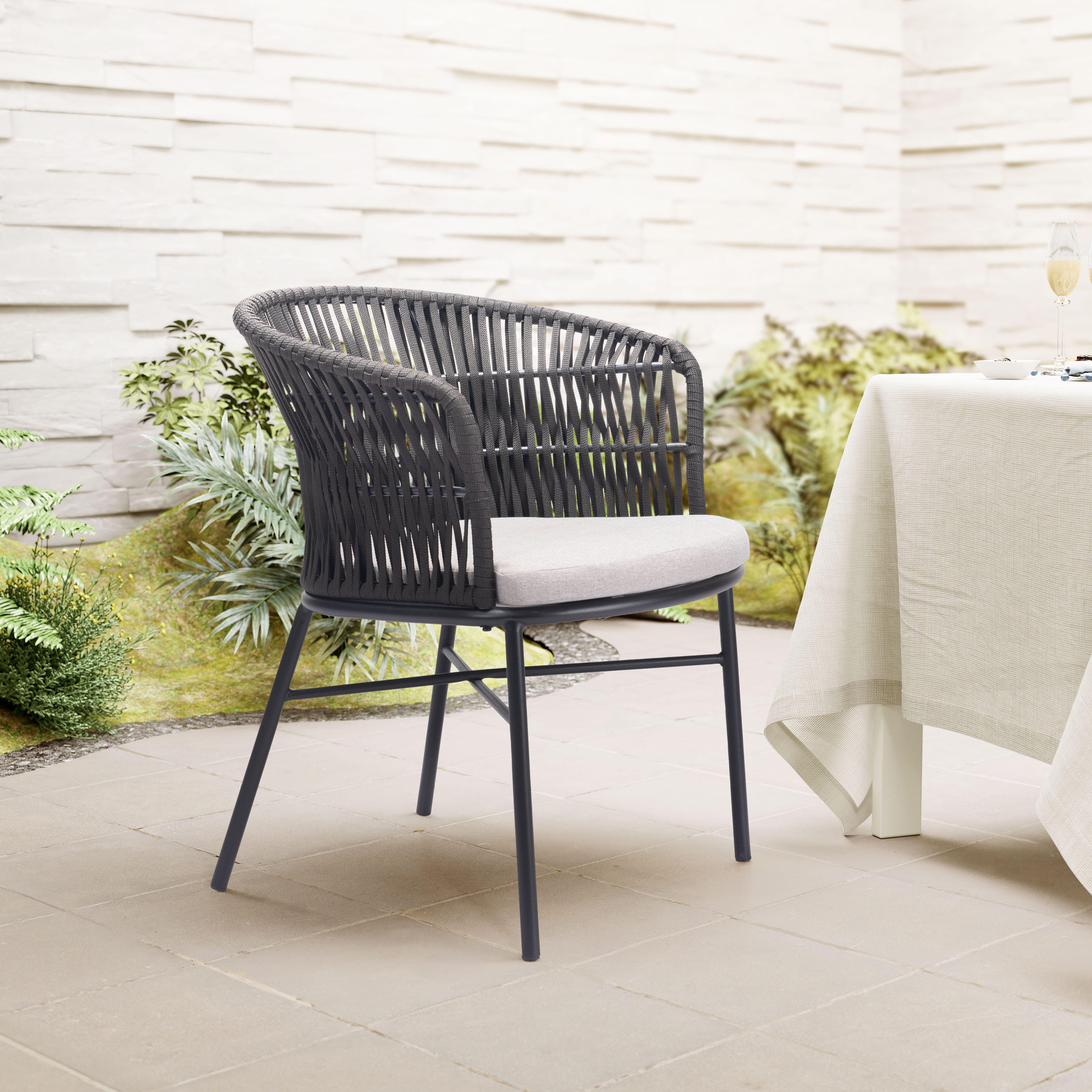 Erika Home ZUO Freycinet Outdoor Dining Chair (Set of 2), Black, rollover