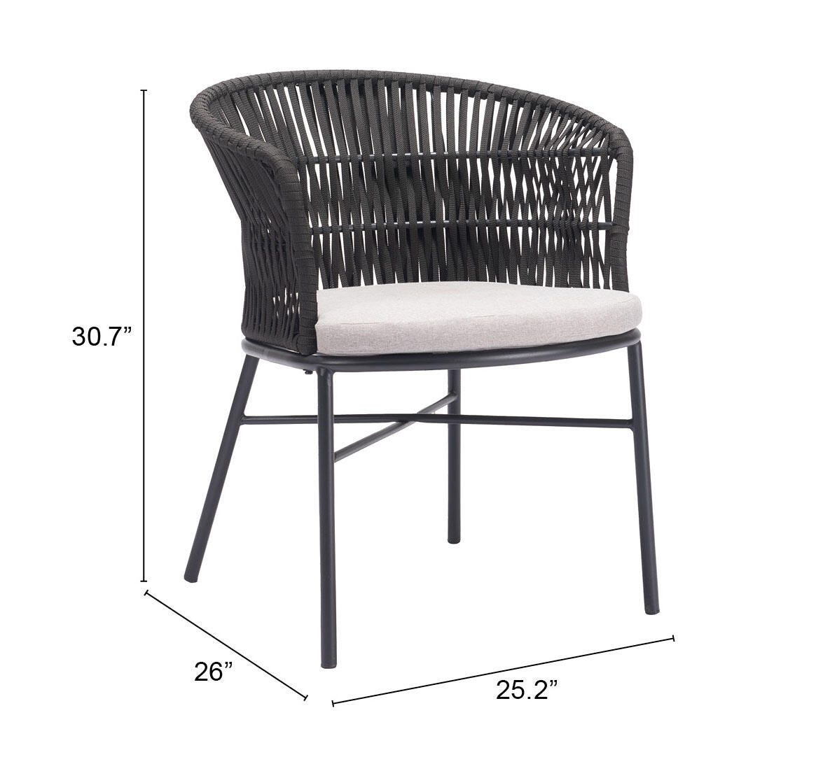 Erika Home ZUO Freycinet Outdoor Dining Chair (Set of 2), Black, large