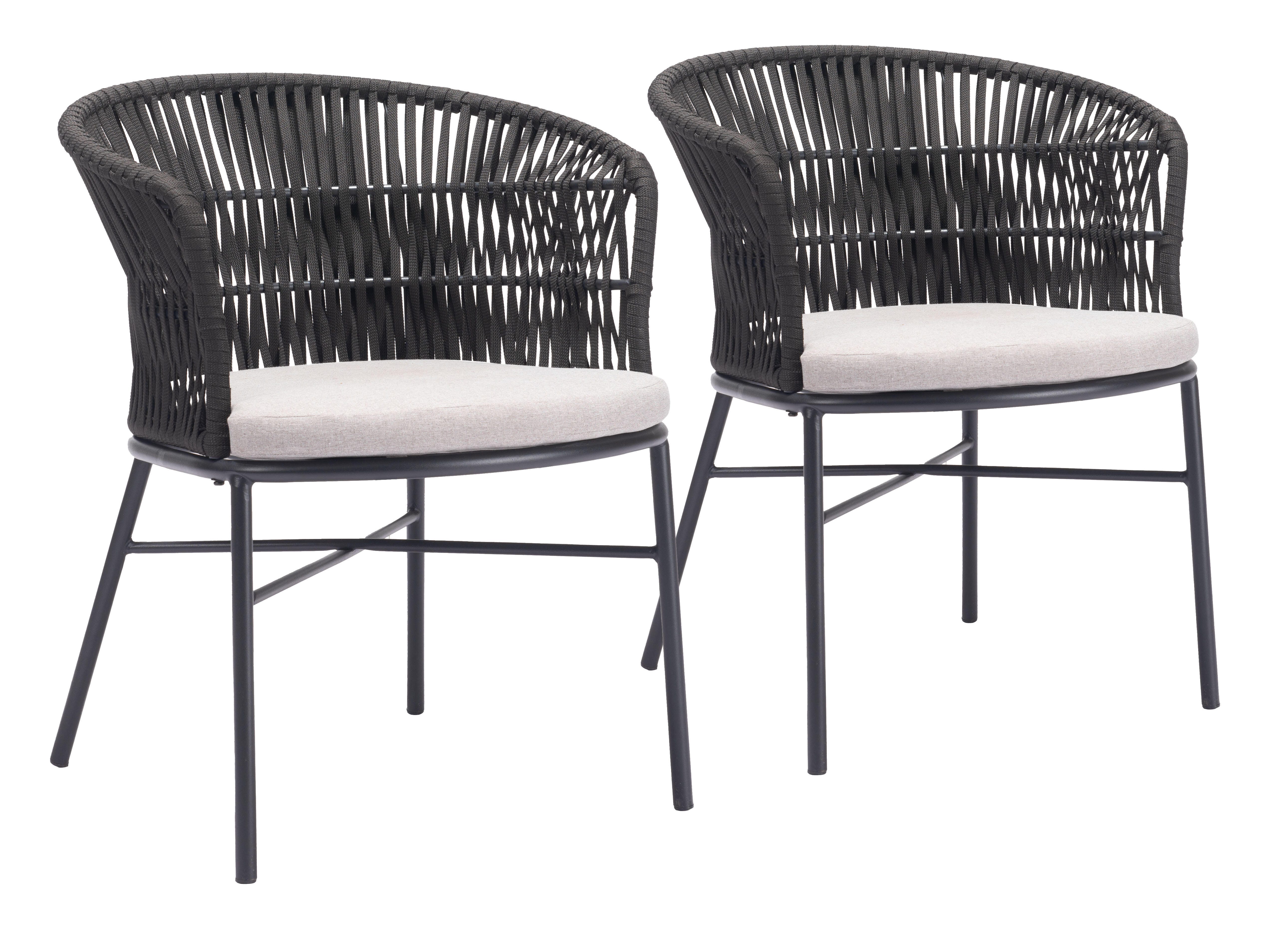 Erika Home ZUO Freycinet Outdoor Dining Chair (Set of 2), Black, large