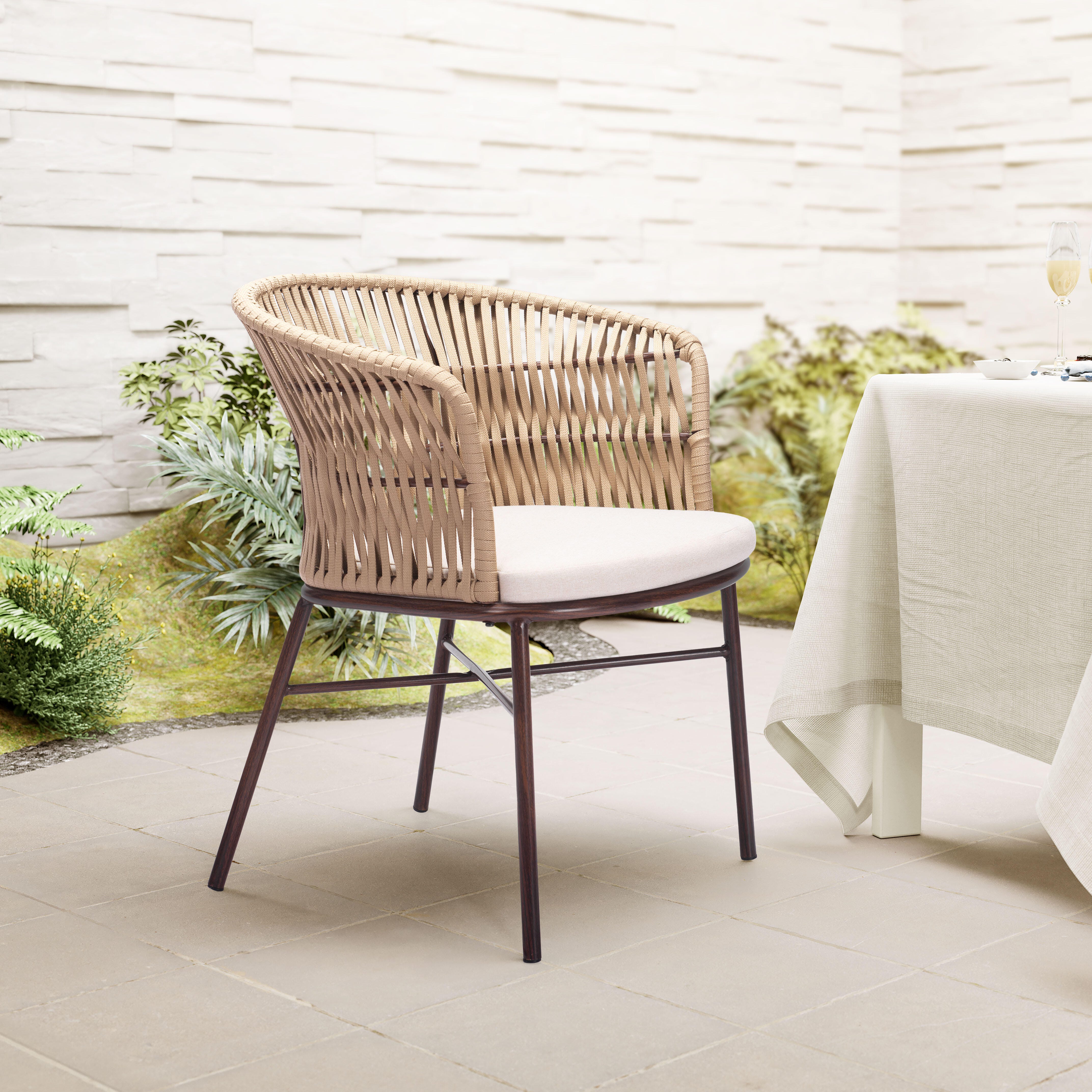Erika Home ZUO Freycinet Outdoor Dining Chair (Set of 2), Natural, rollover
