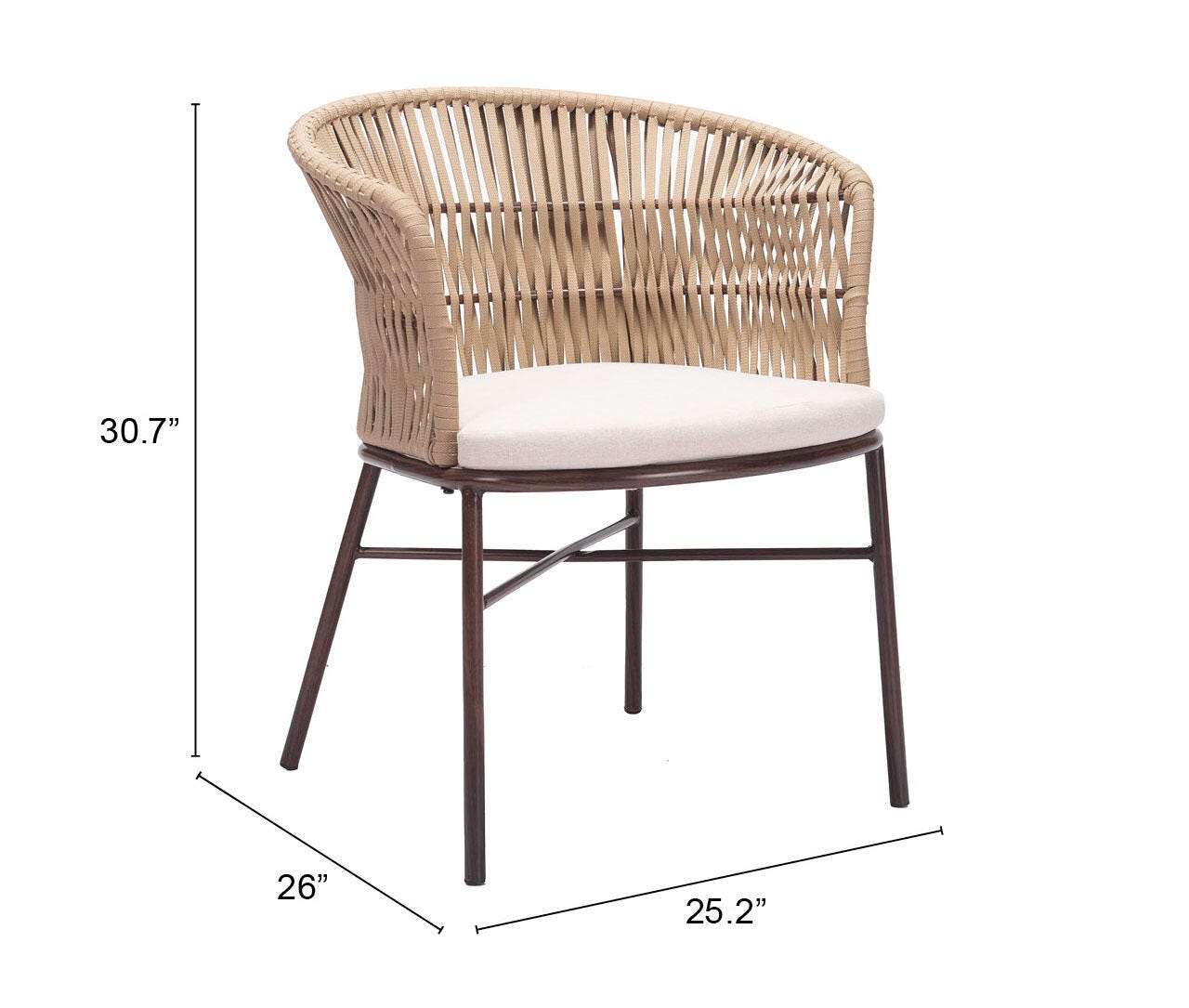 Erika Home ZUO Freycinet Outdoor Dining Chair (Set of 2), Natural, large