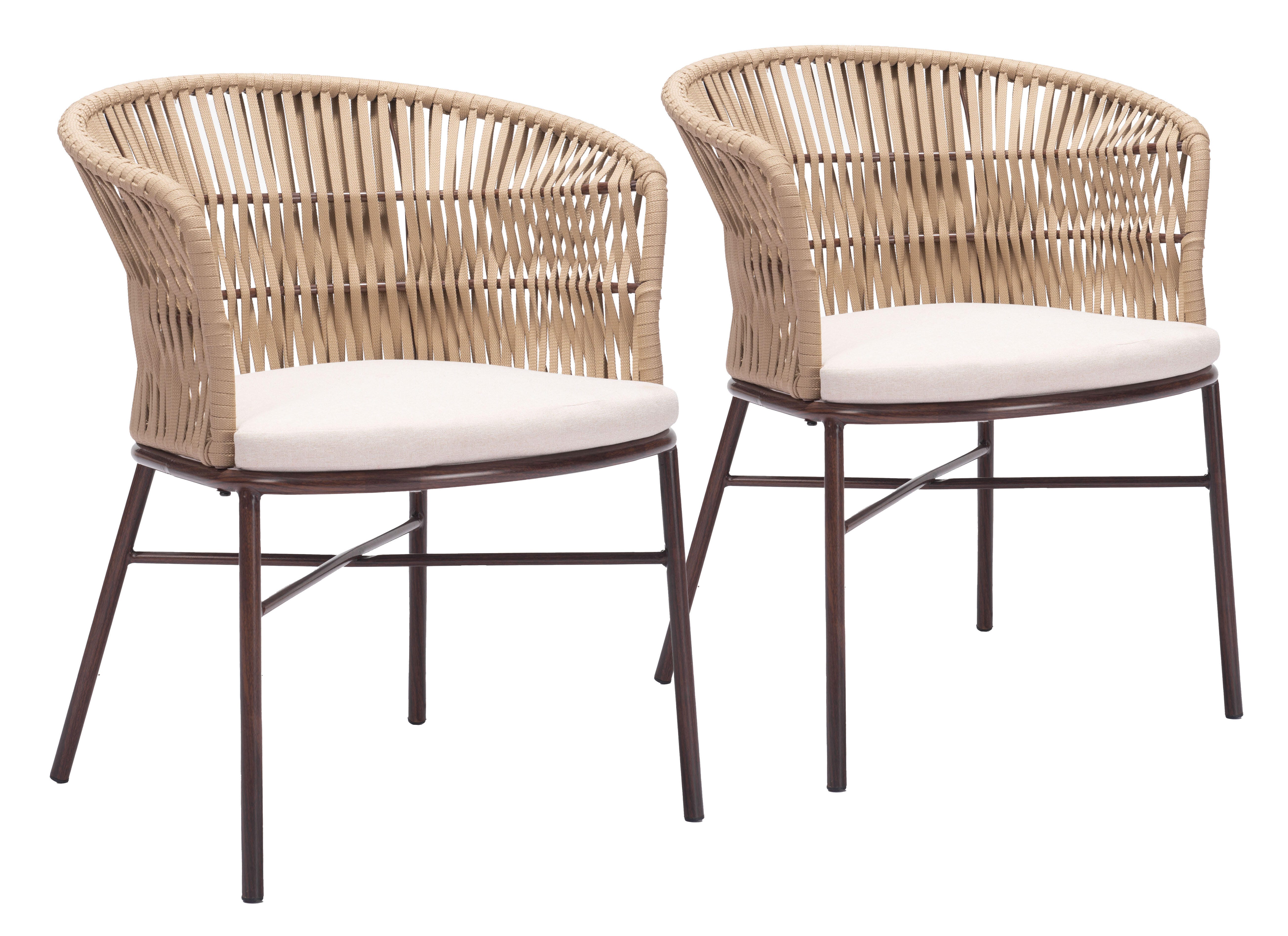 Erika Home ZUO Freycinet Outdoor Dining Chair (Set of 2), Natural, large