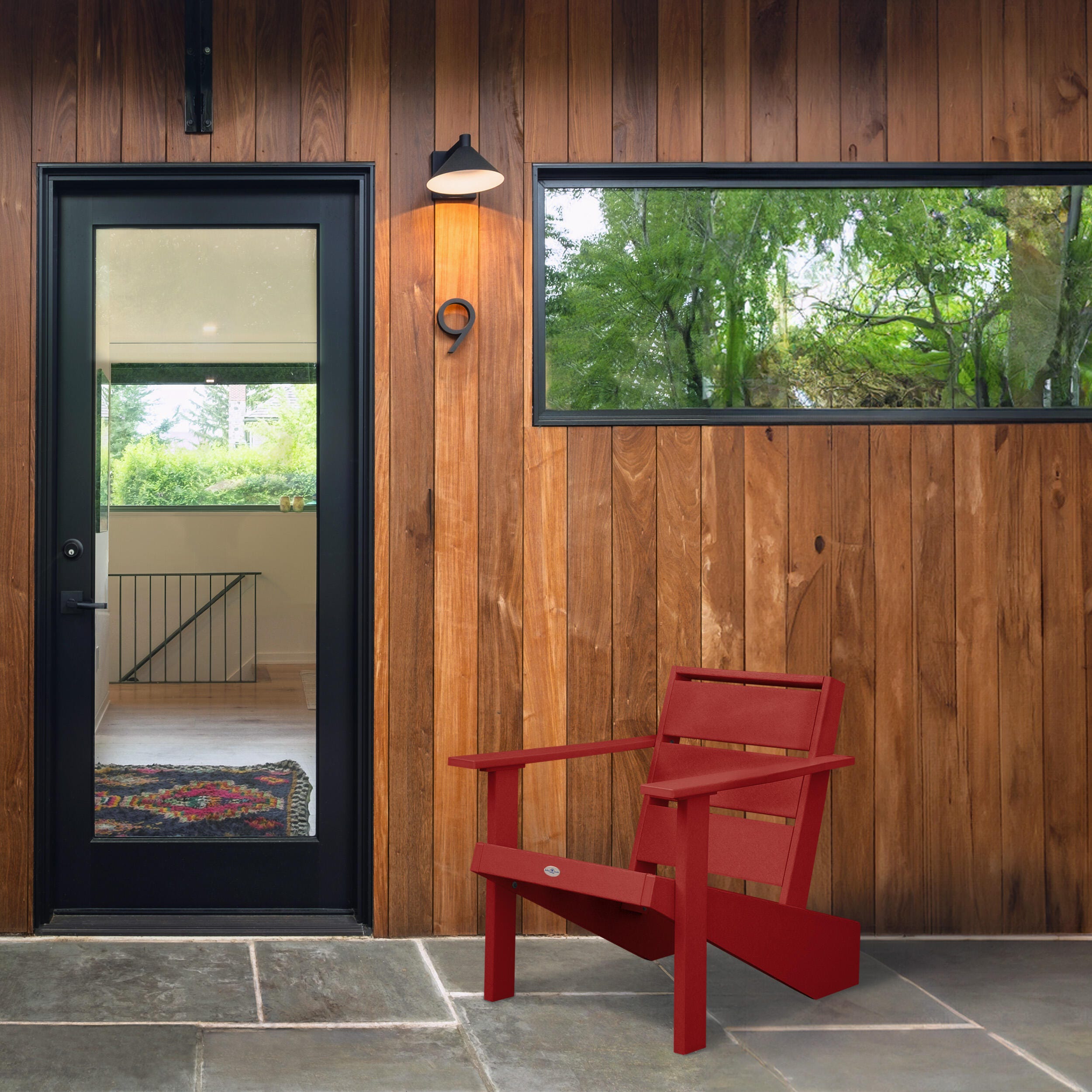 Bahia Verde Haven Outdoor Adirondack Chair, Boathouse Red, large