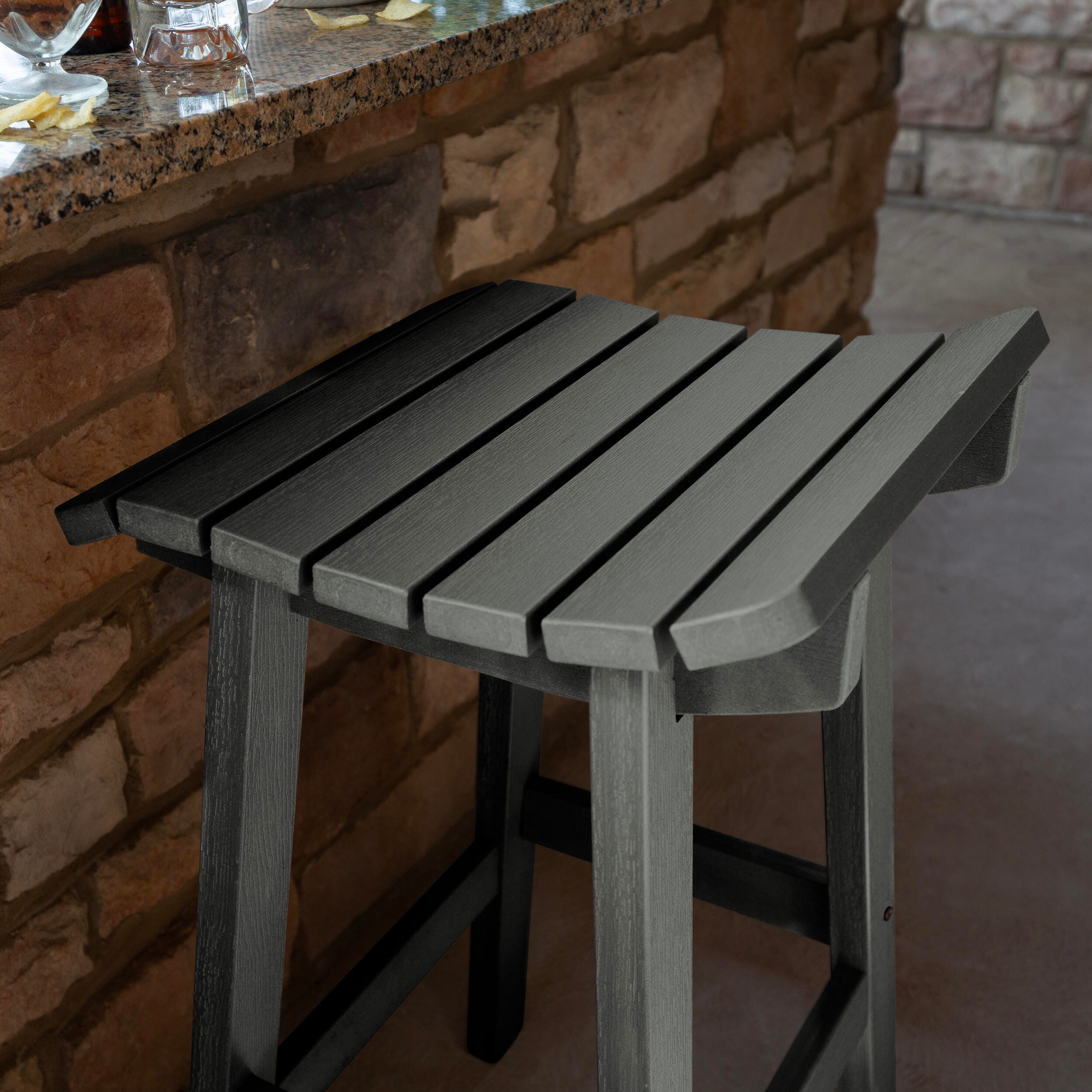 Highwood Summit Outdoor Bar Stool, Coastal Teak, large
