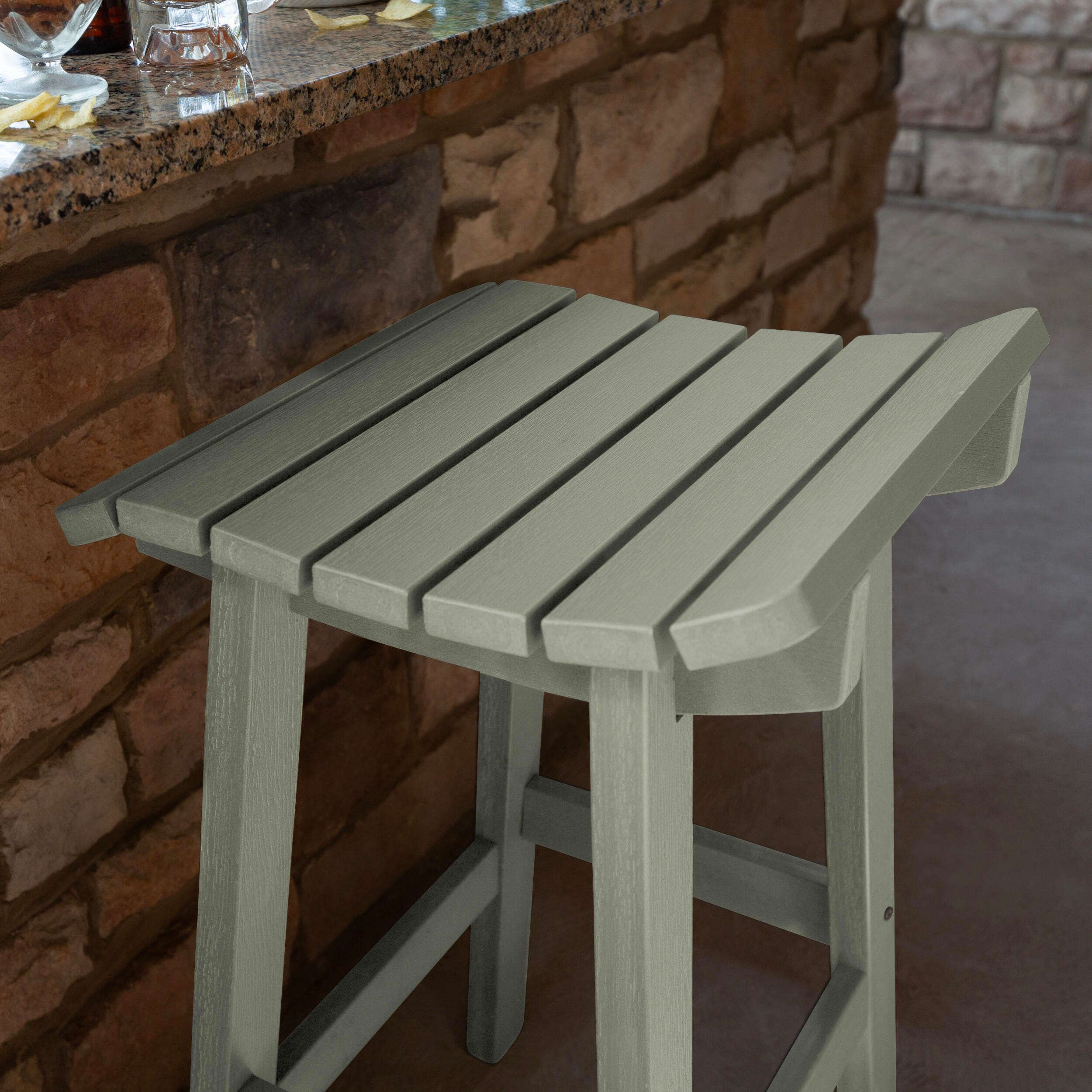 Highwood Summit Outdoor Bar Stool, Eucalyptus, large