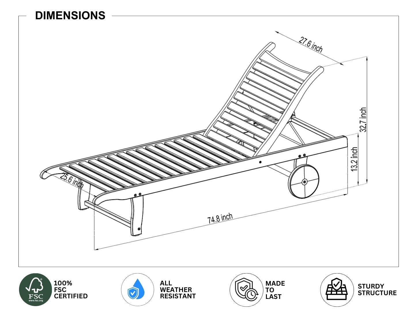 Amazonia Krabi Outdoor Chaise Lounge, , large